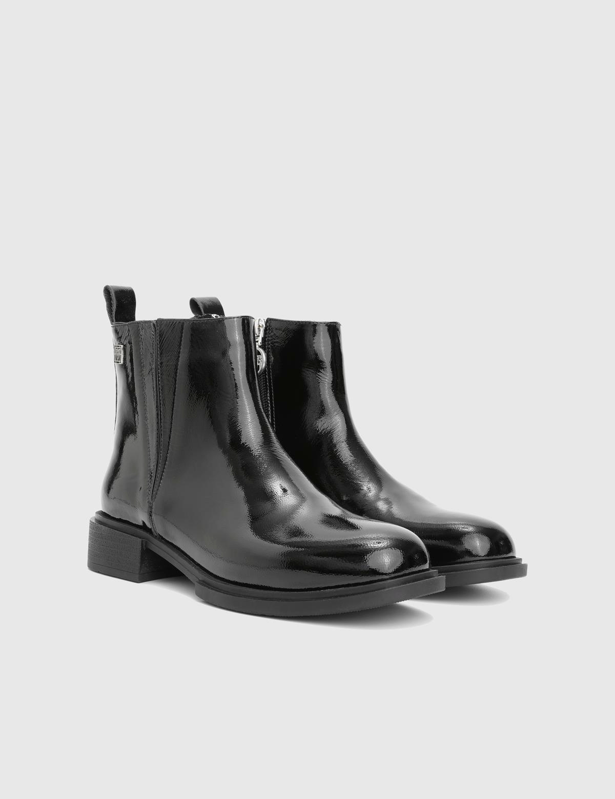 Fetty Black Patent Leather Women's Boot