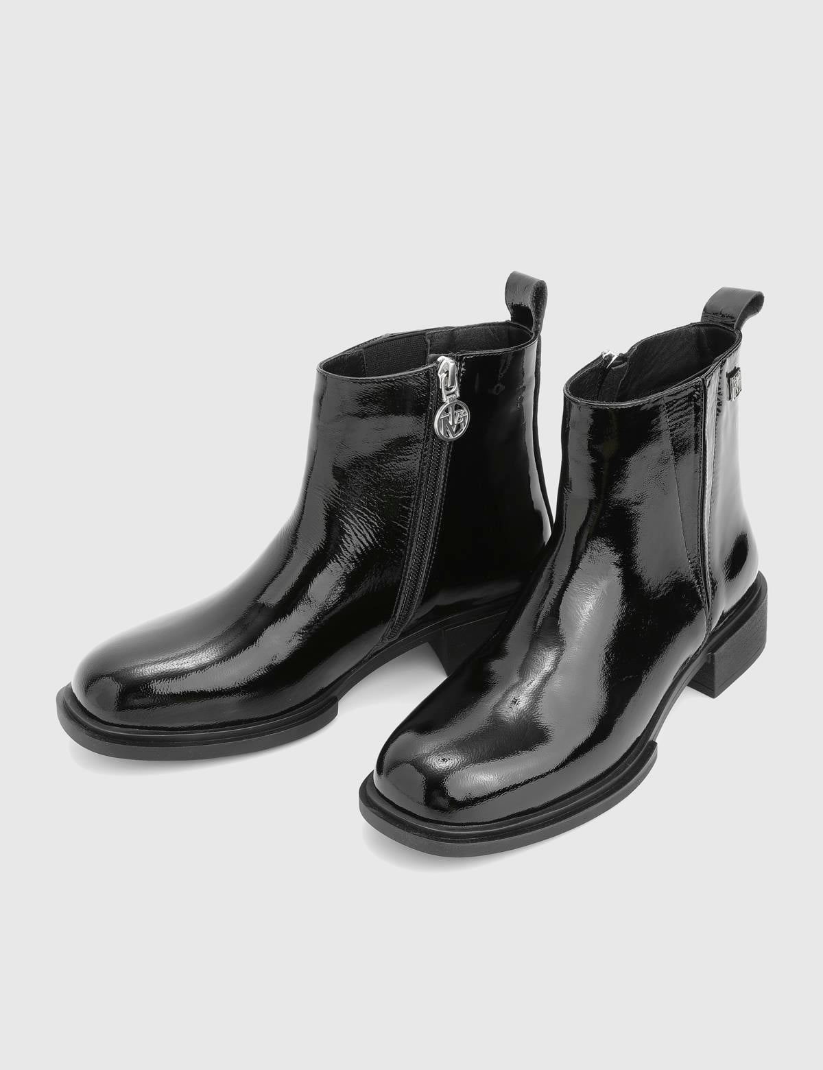 Fetty Black Patent Leather Women's Boot