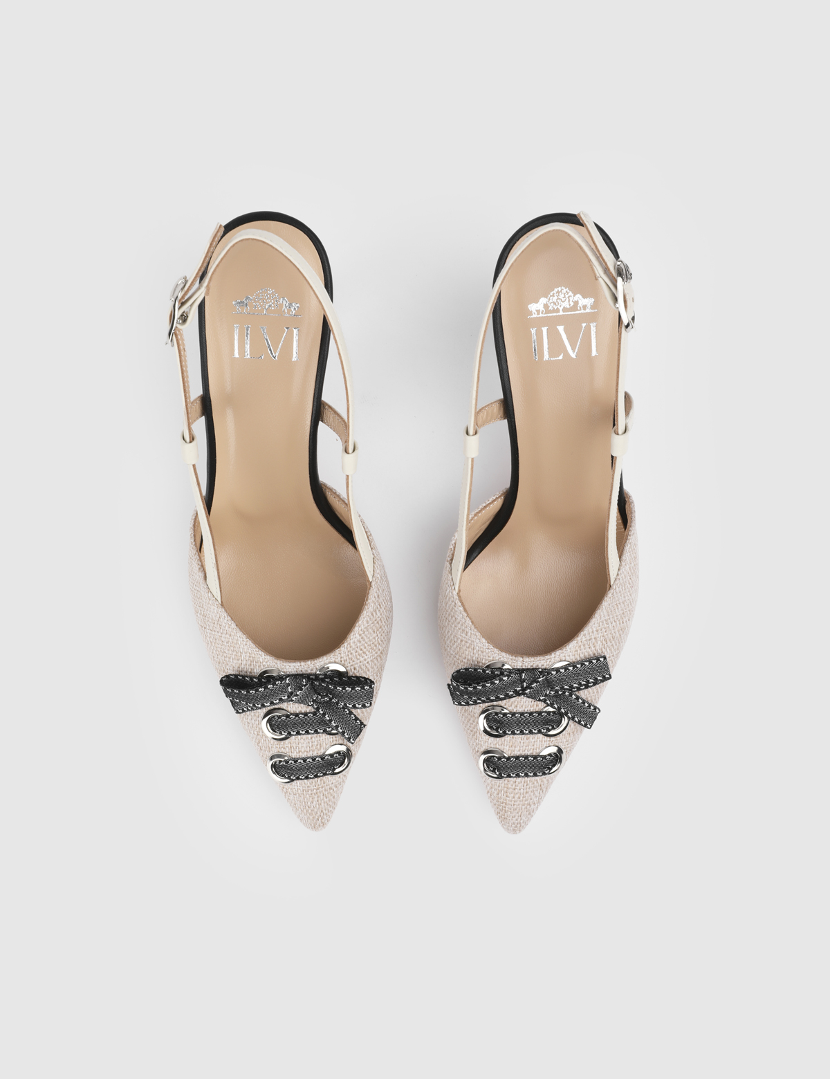 Fionna Beige Leather Linen Women's Sandal