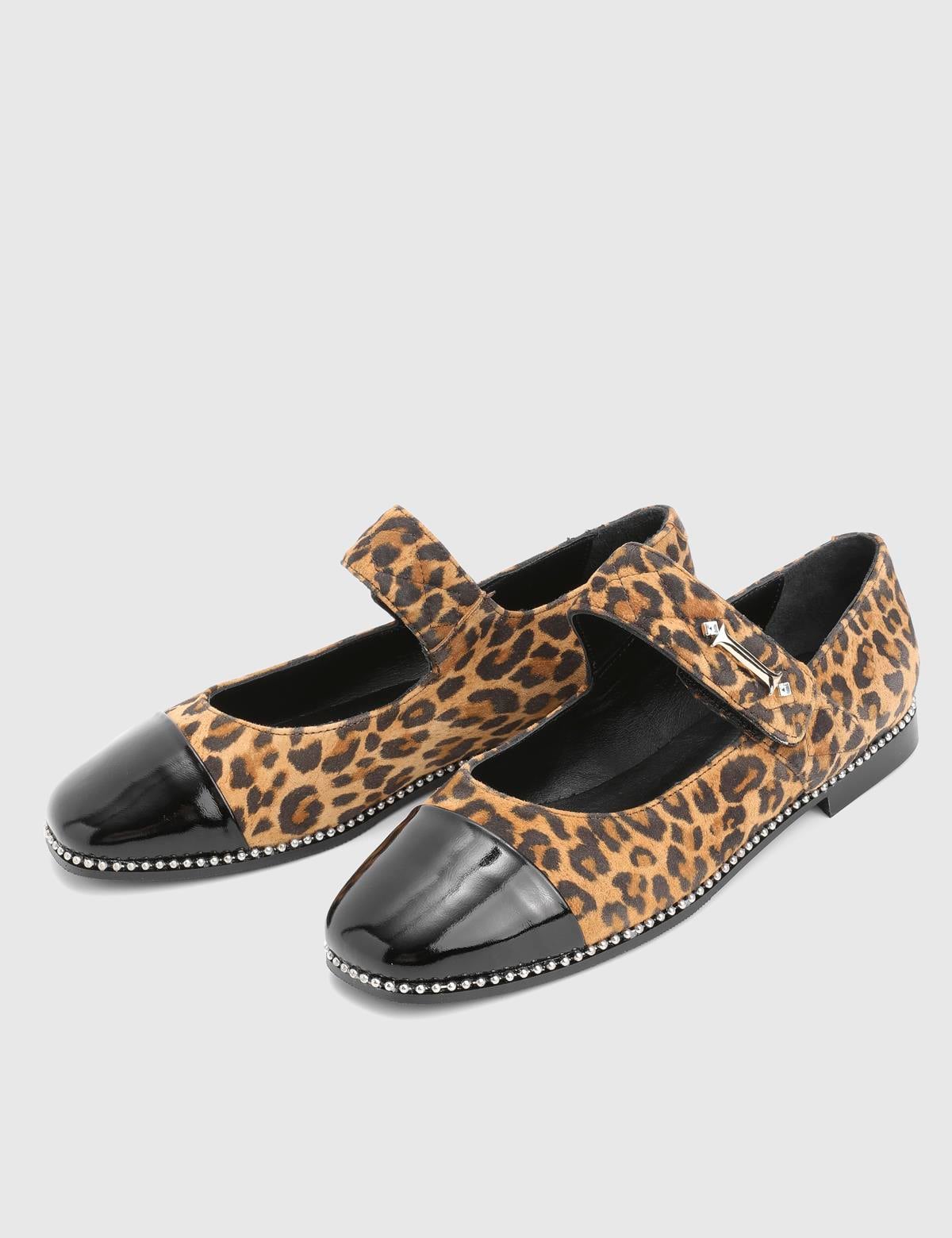 Fisa Leopard Leather Women's Ballerina