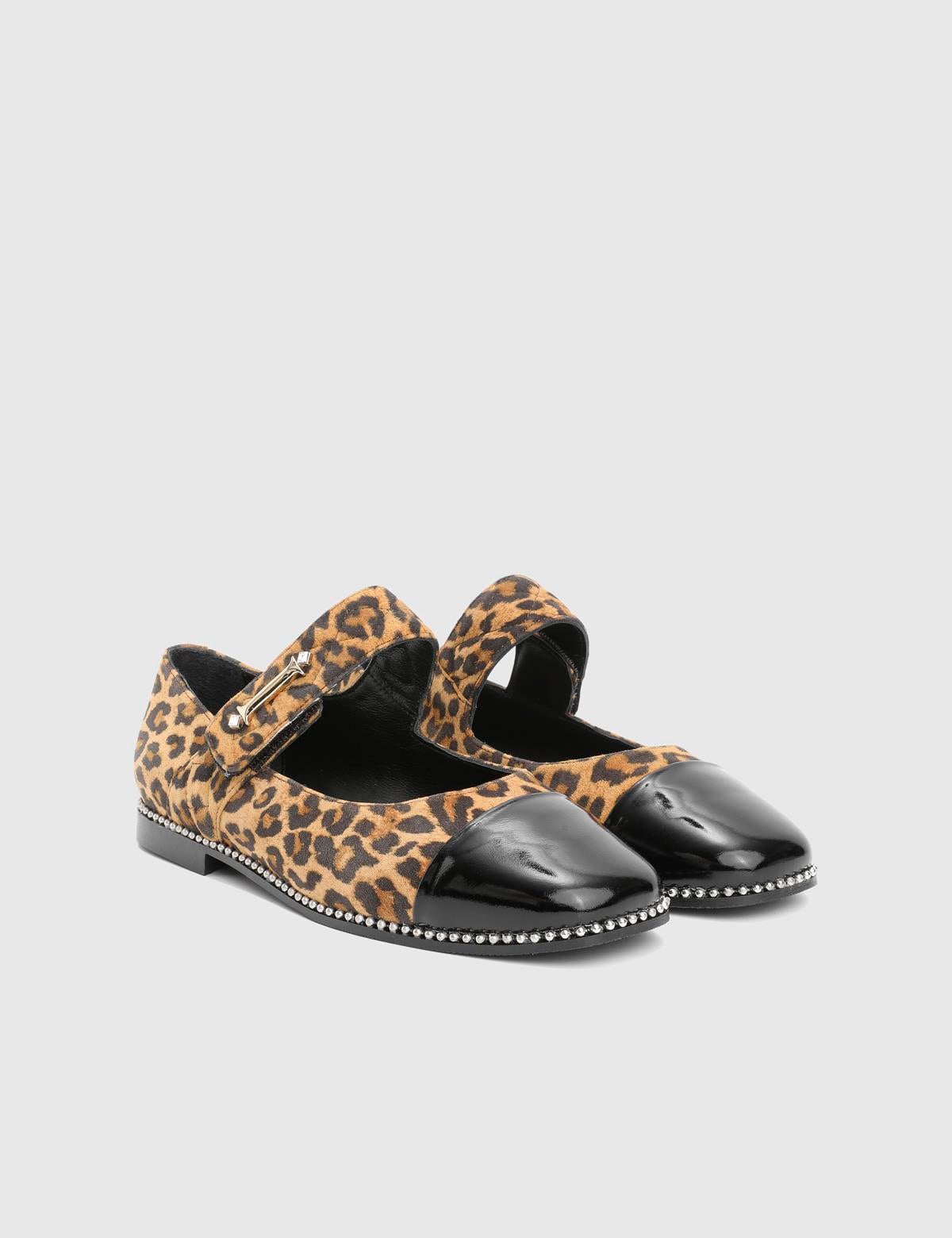 Fisa Leopard Leather Women's Ballerina