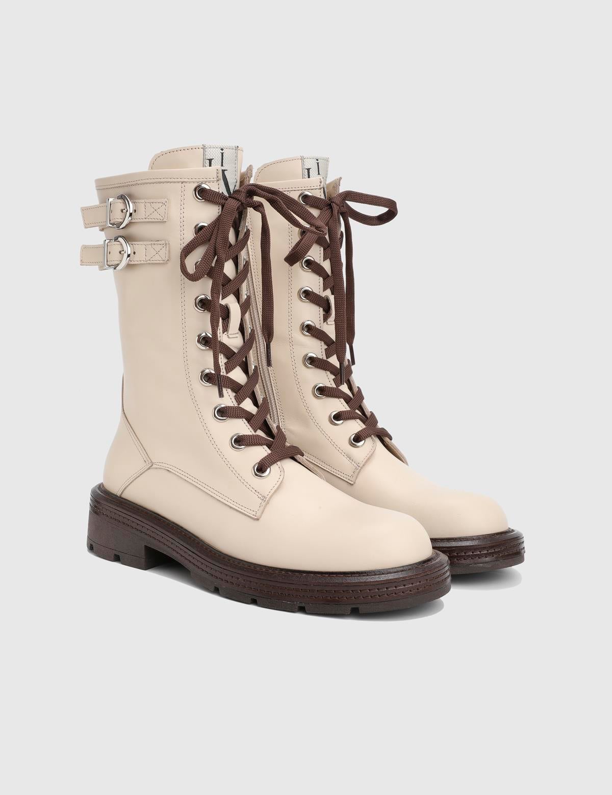 Furball Cream Leather Women's Boot