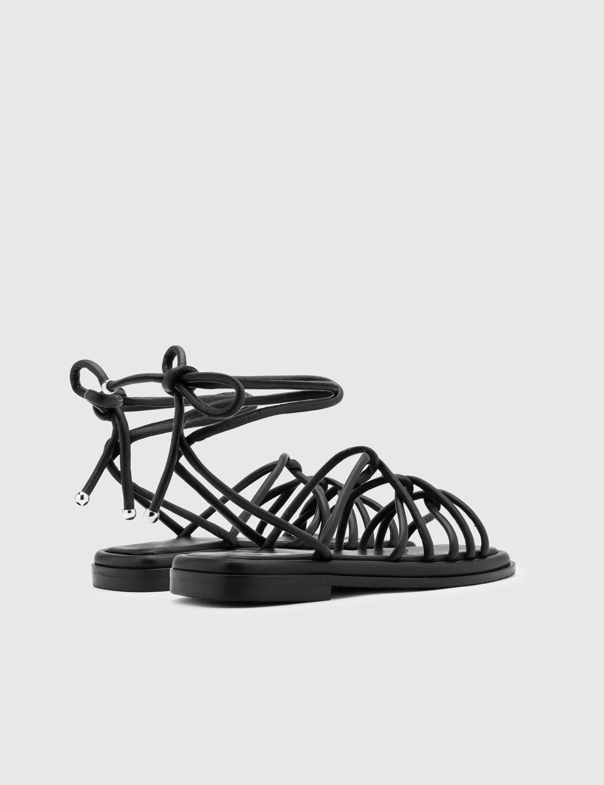 Fusae Black Leather Women's Sandal