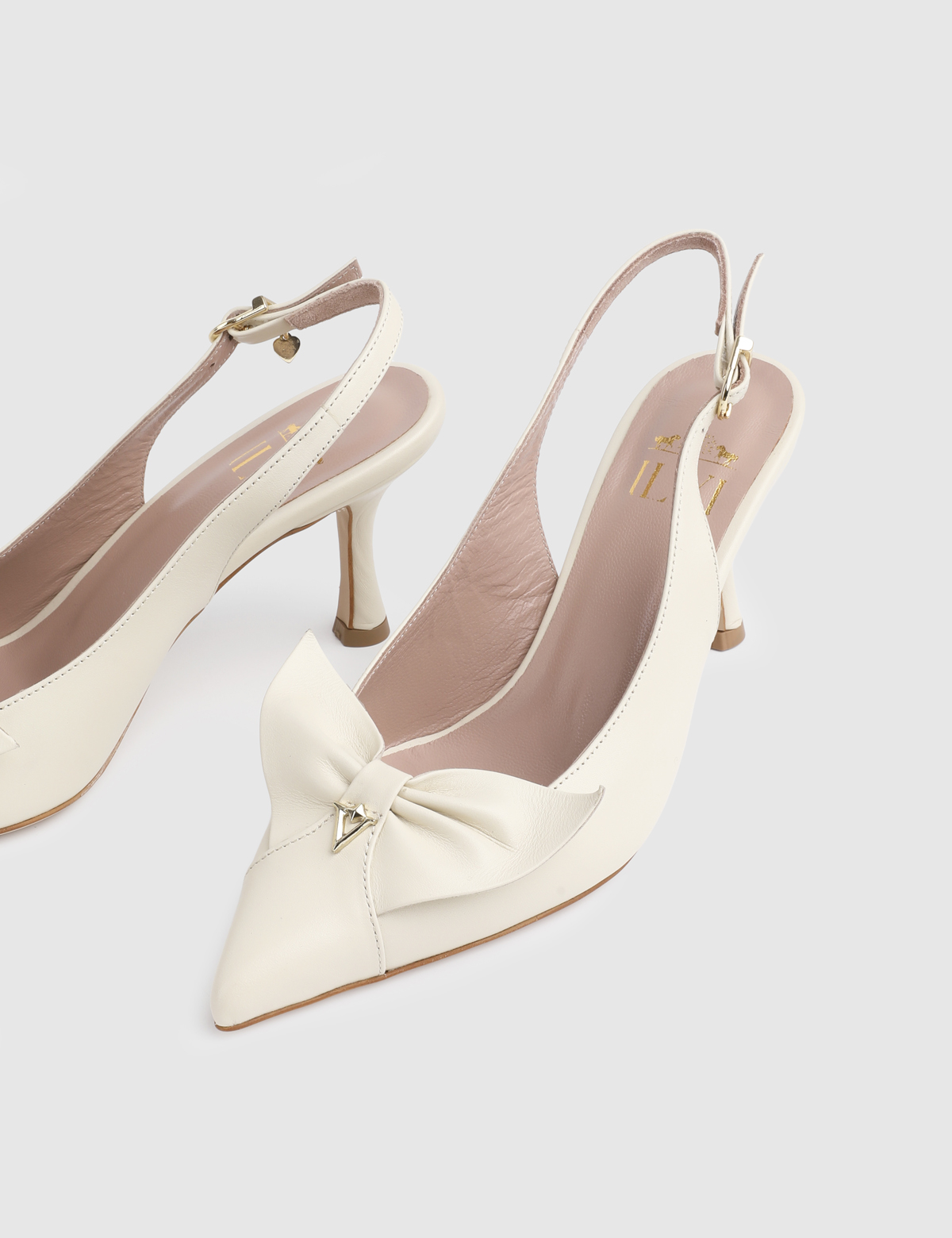 Gaelle Cream Leather Women's Heeled Sandal