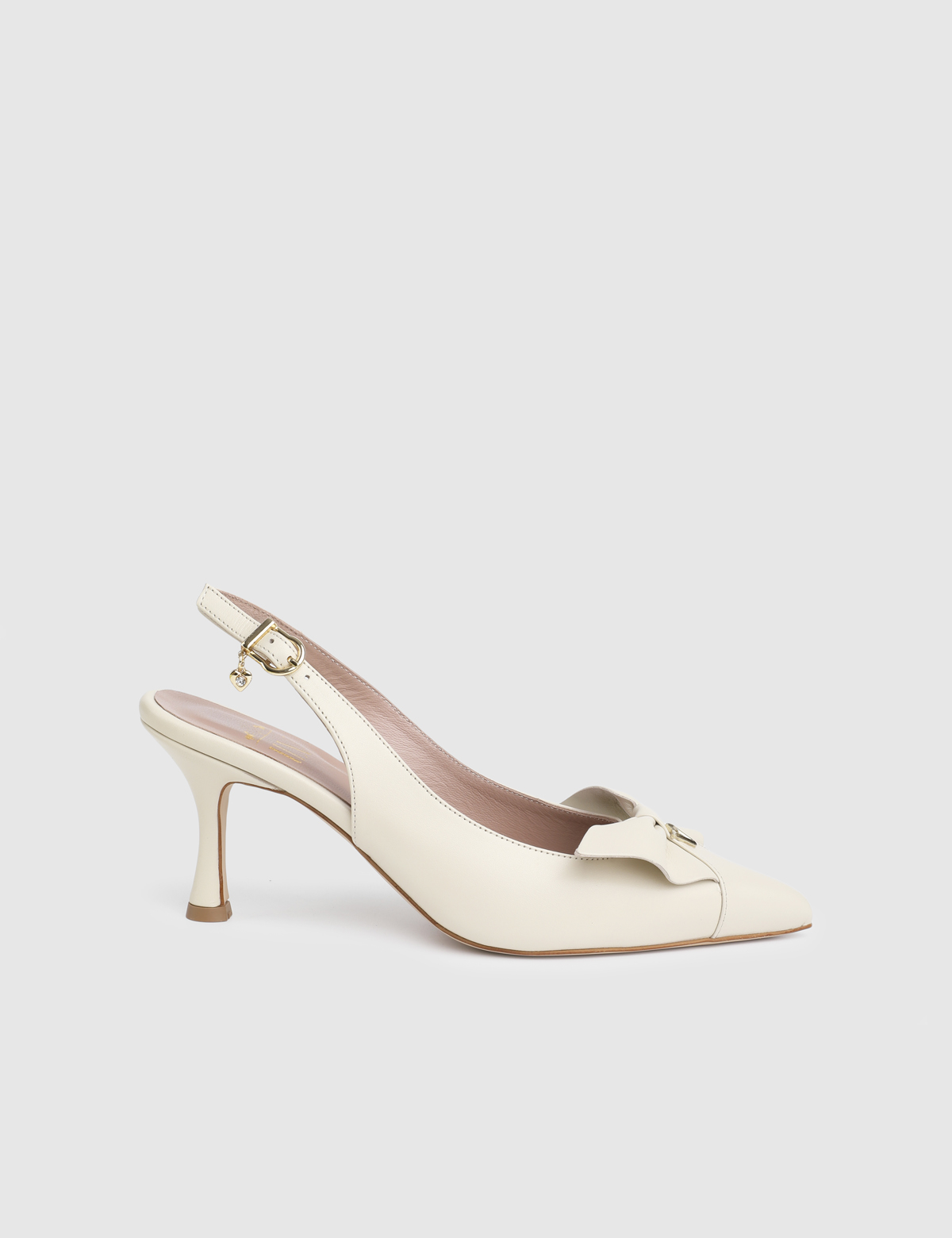 Gaelle Cream Leather Women's Heeled Sandal