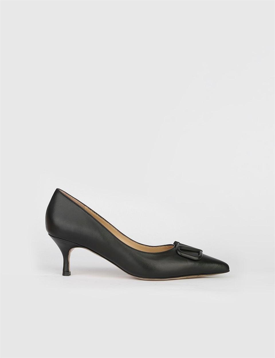 Gerilm Black Leather Women's Pump - İLVİ