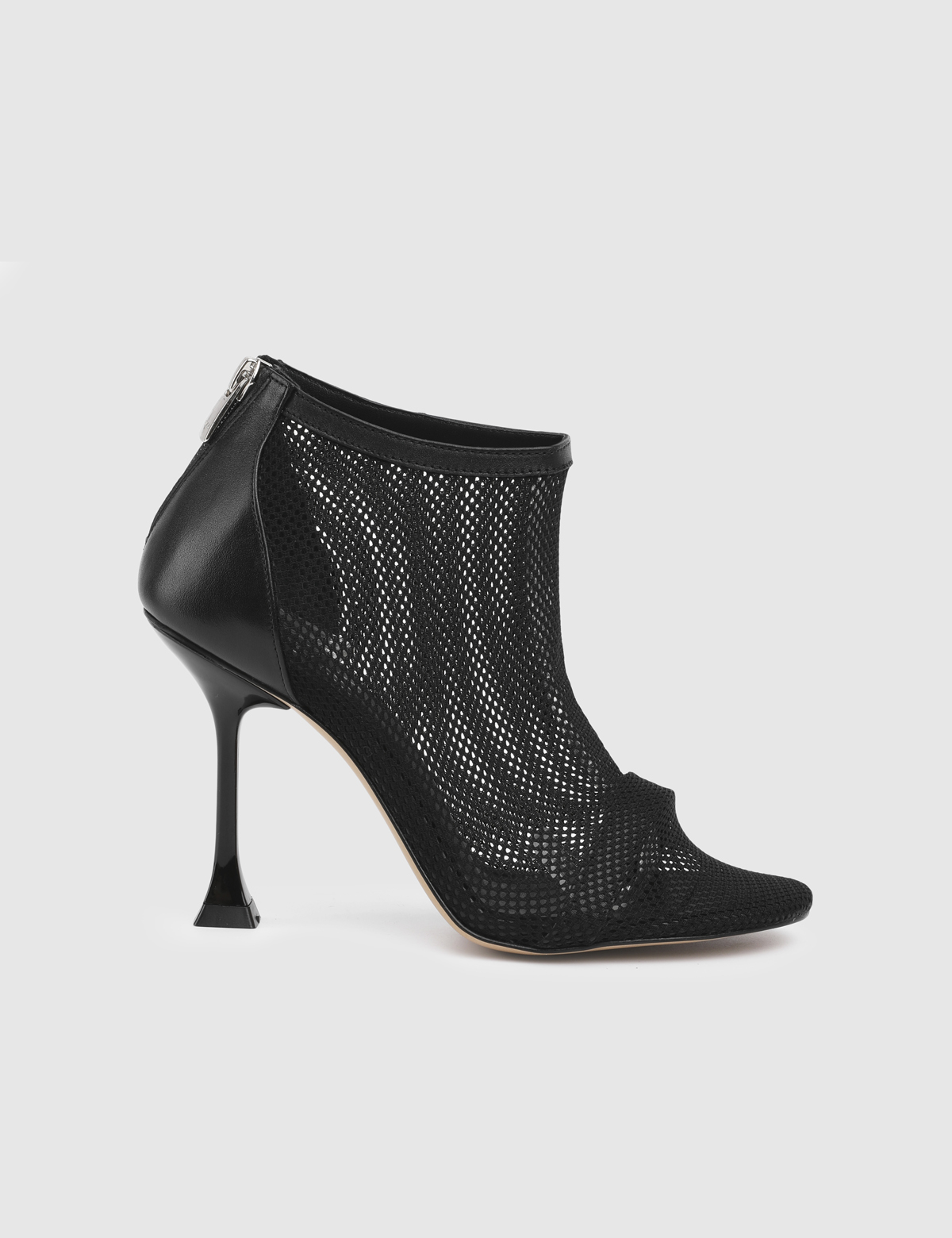 Giana Black Leather Mesh Women's Heeled Boot