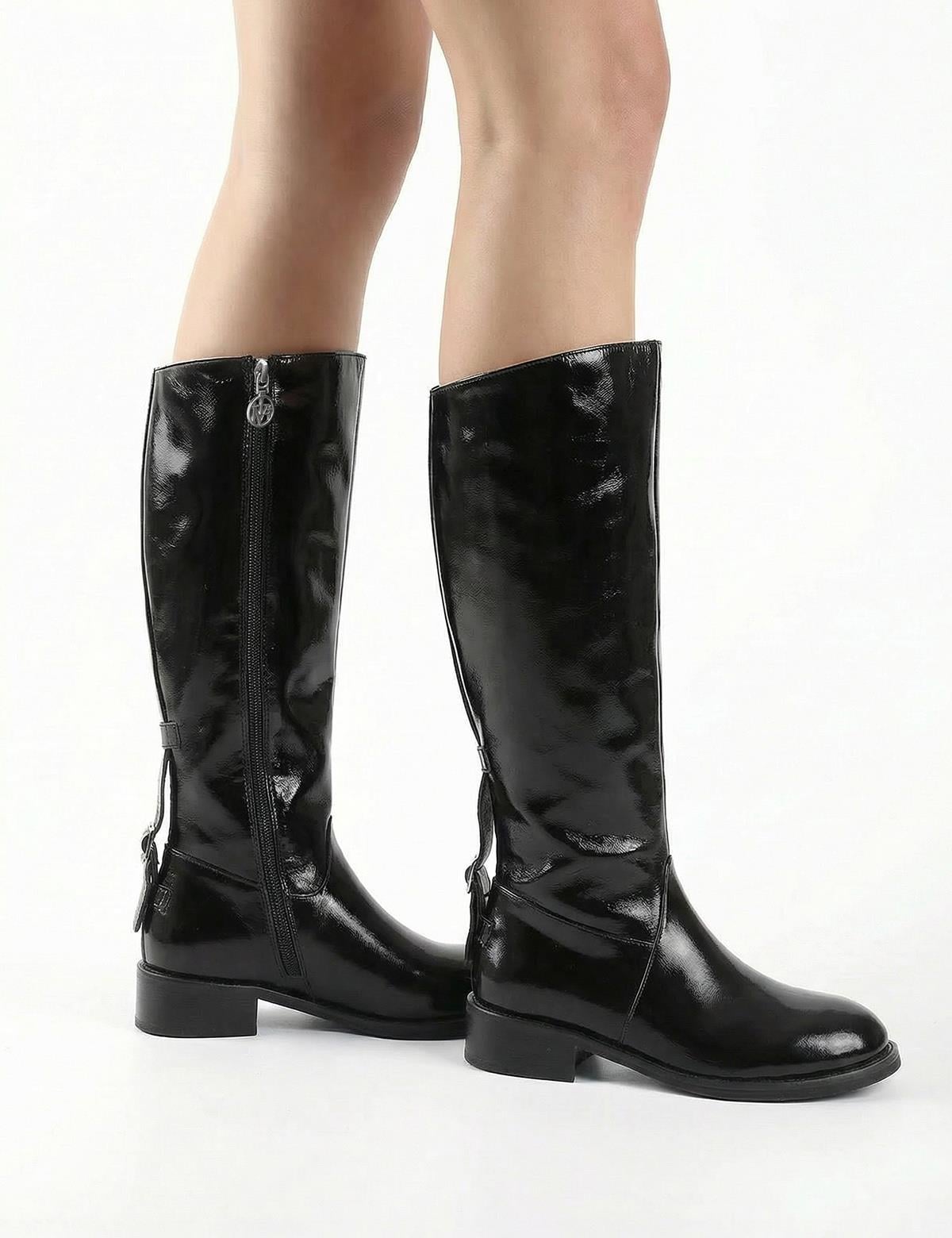 Giviti Black Patent Leather Women's High Boot