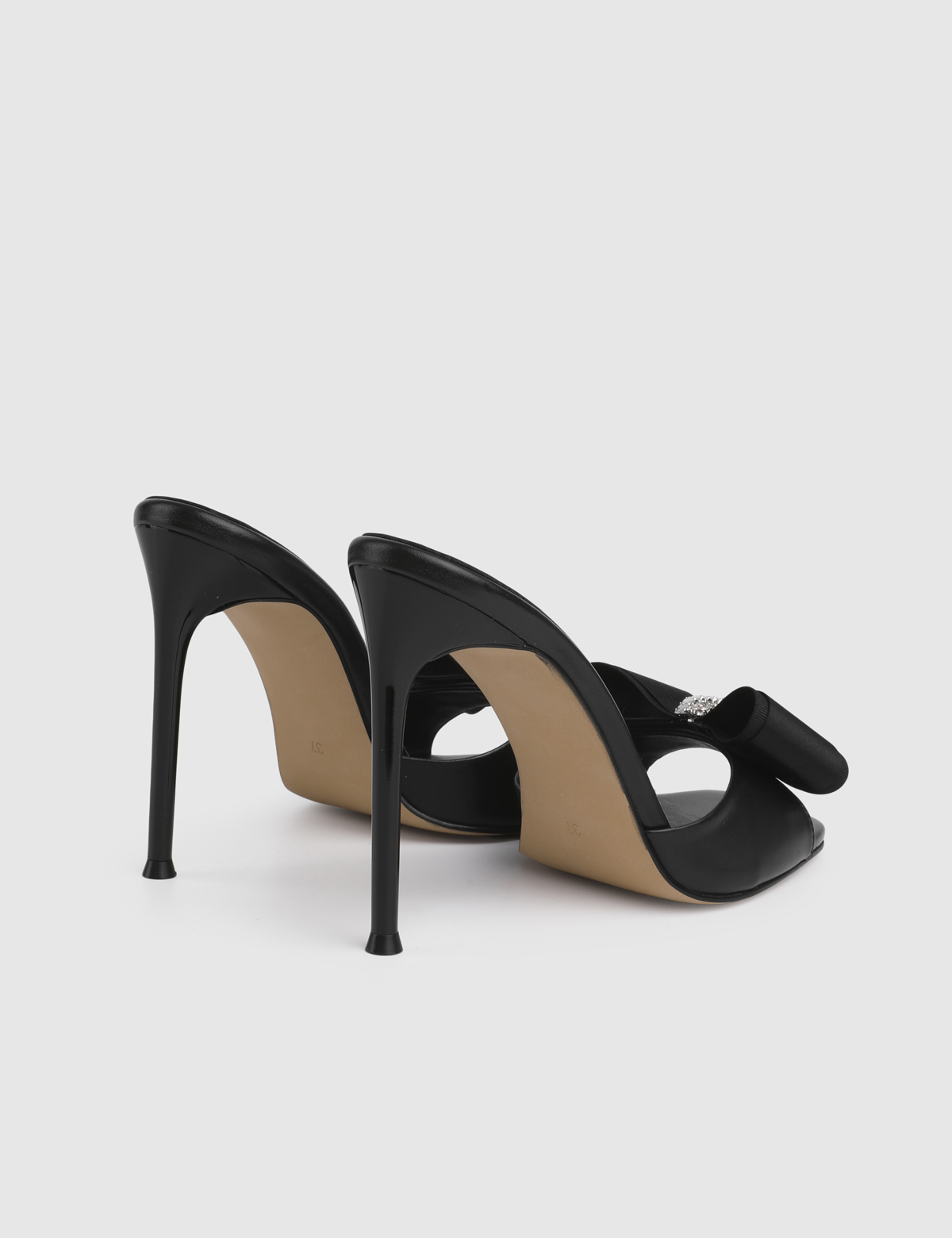 Givra Black Leather Satin Women's Slide