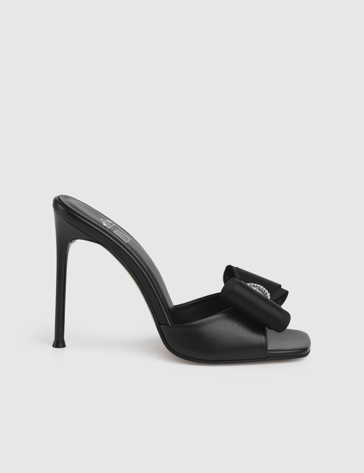 Givra Black Leather Satin Women's Slide