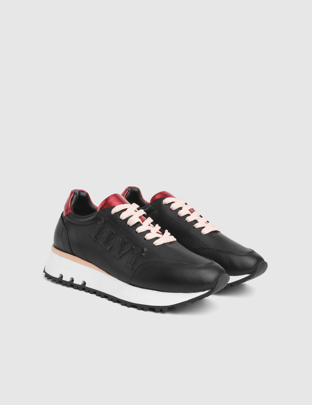 Gleam Black Leather Women's Sneaker
