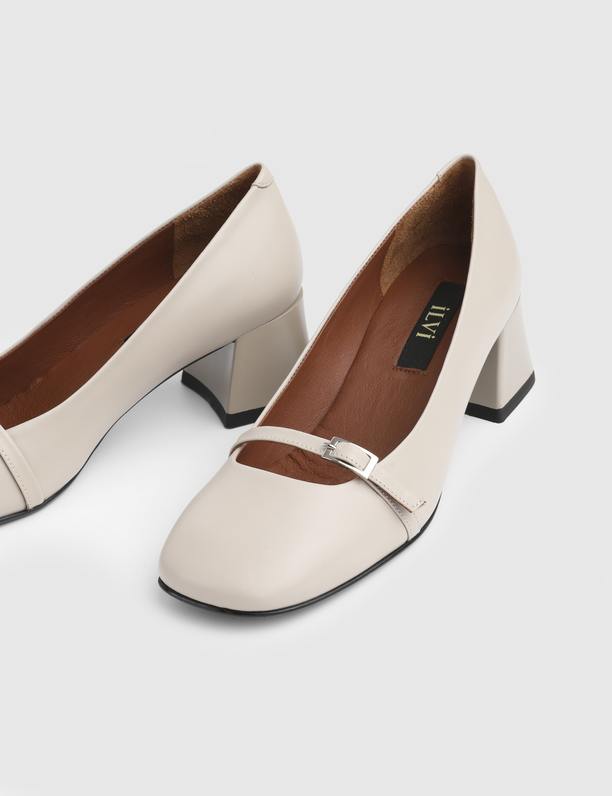 Gray Mink Leather Women's Pump
