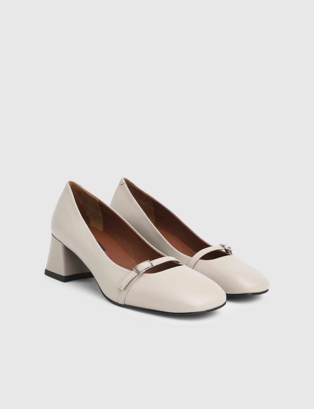 Gray Mink Leather Women's Pump