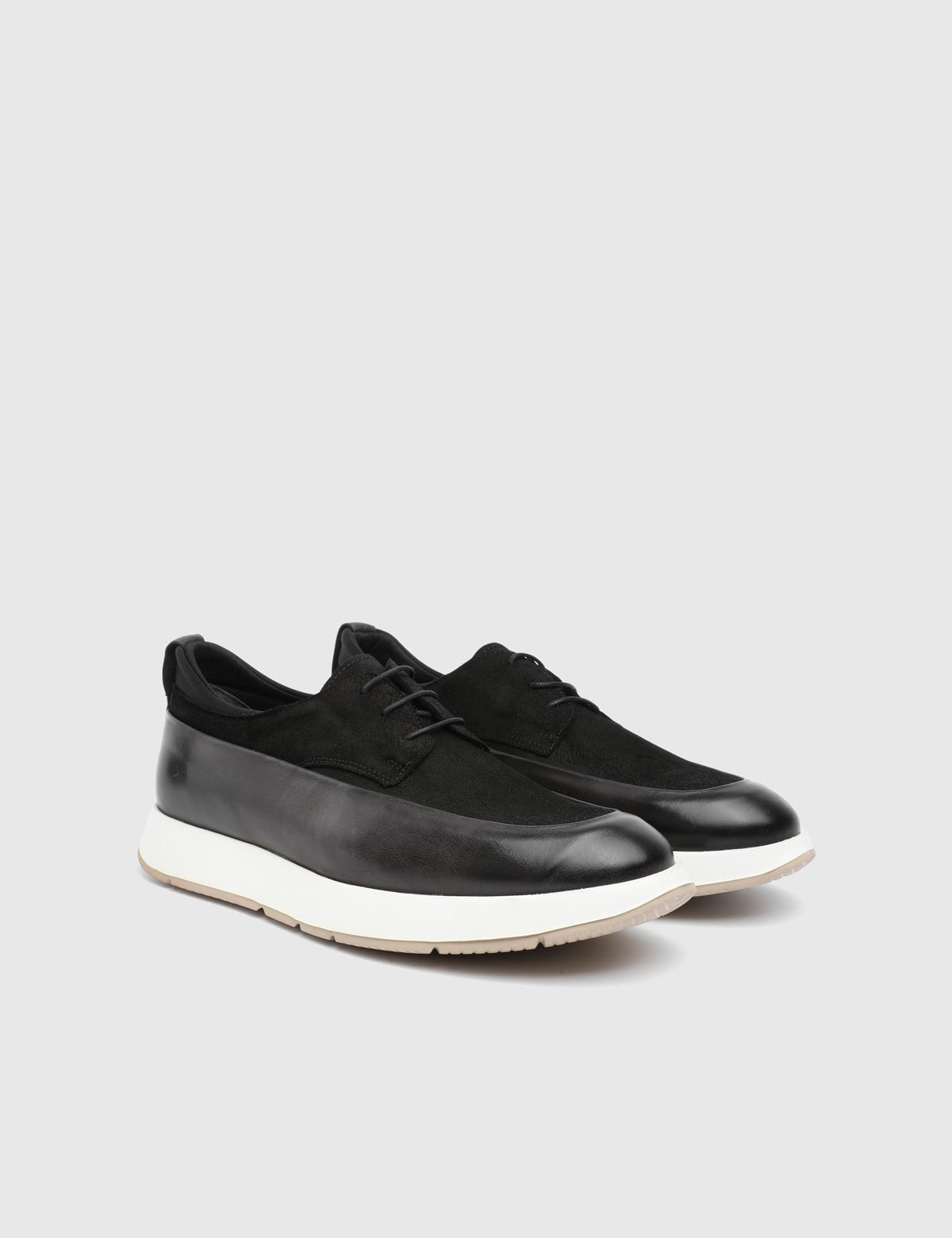 Griff Hakiki Deri ve Süet Erkek Siyah Sneaker