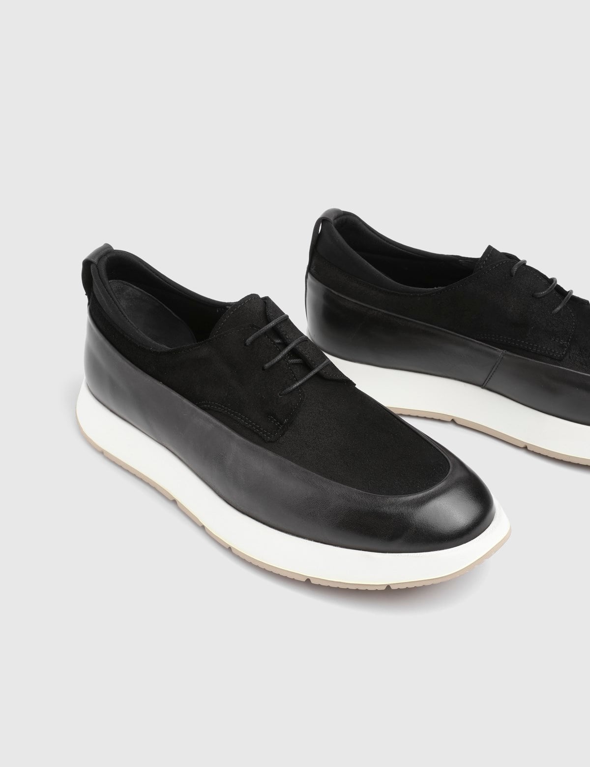 Griff Hakiki Deri ve Süet Erkek Siyah Sneaker