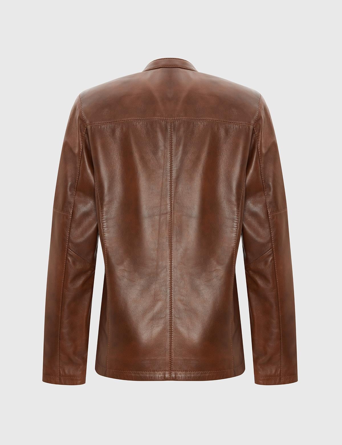 Haji Saddle Brown Men's Leather Jacket