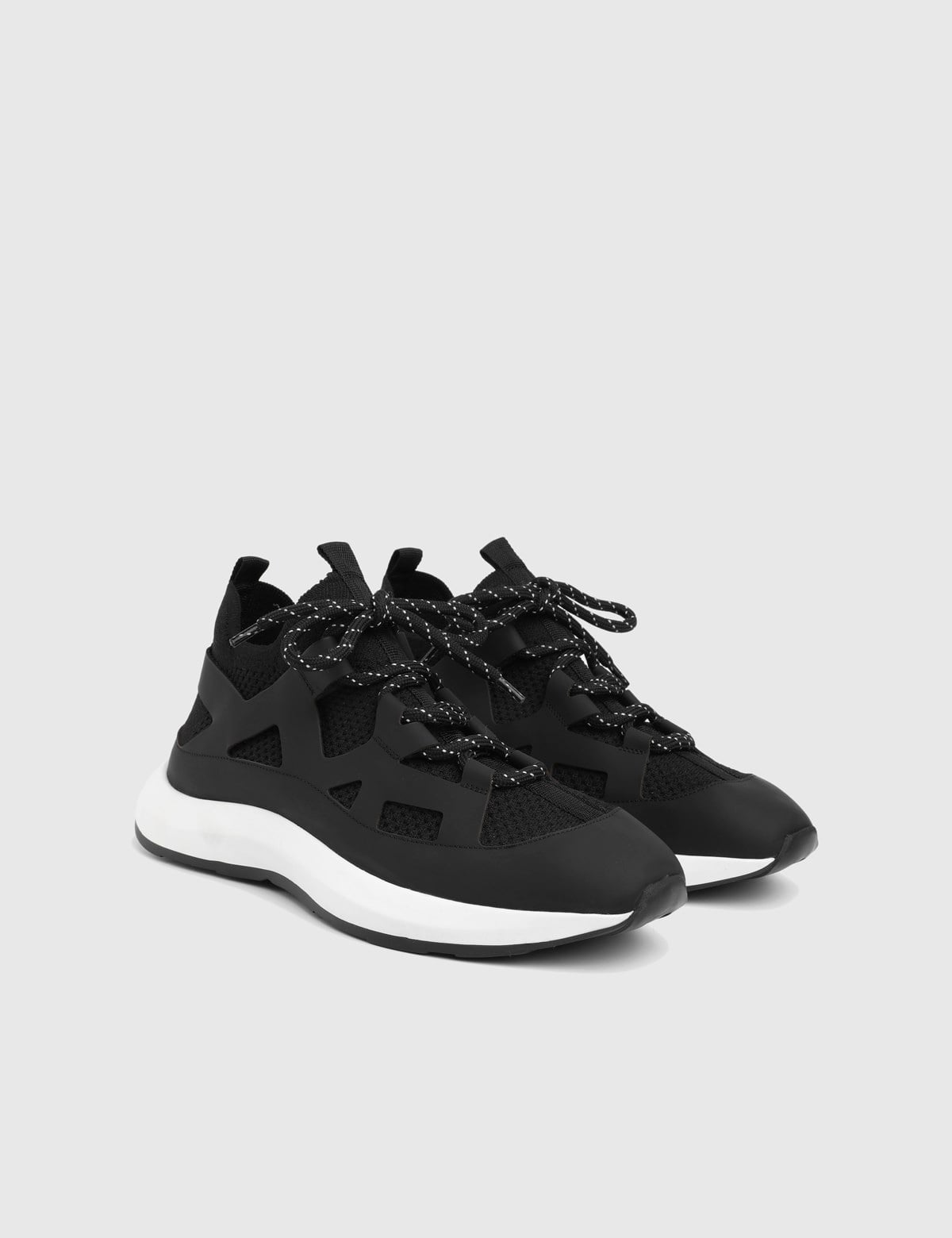 Hendrik Black Leather Tricot Men's Sneaker
