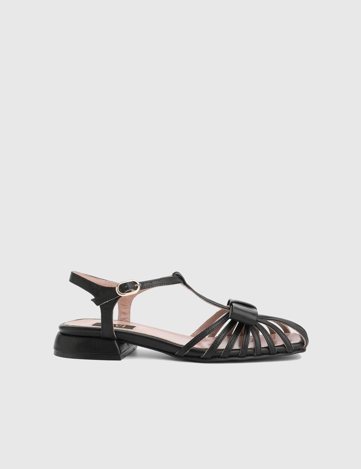 Hesper Black Leather Women's Sandal