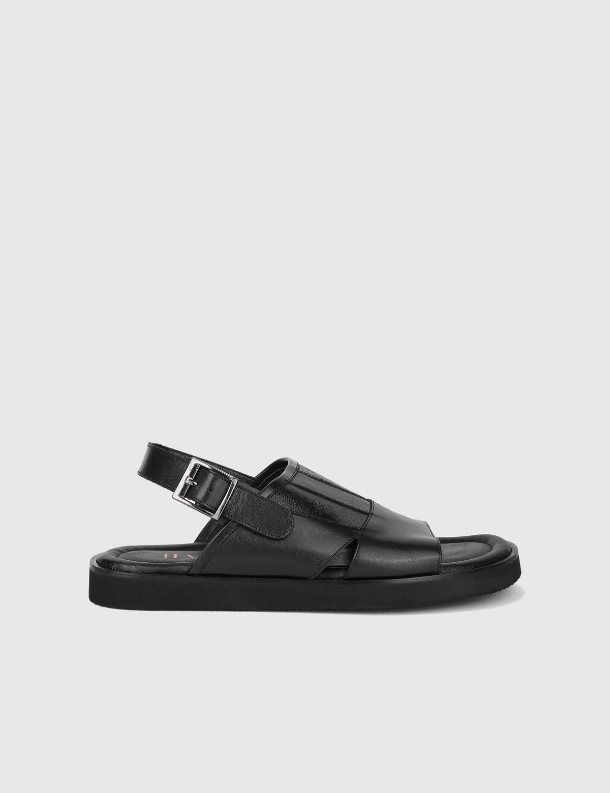 Hexham Black Leather Men's Sandal