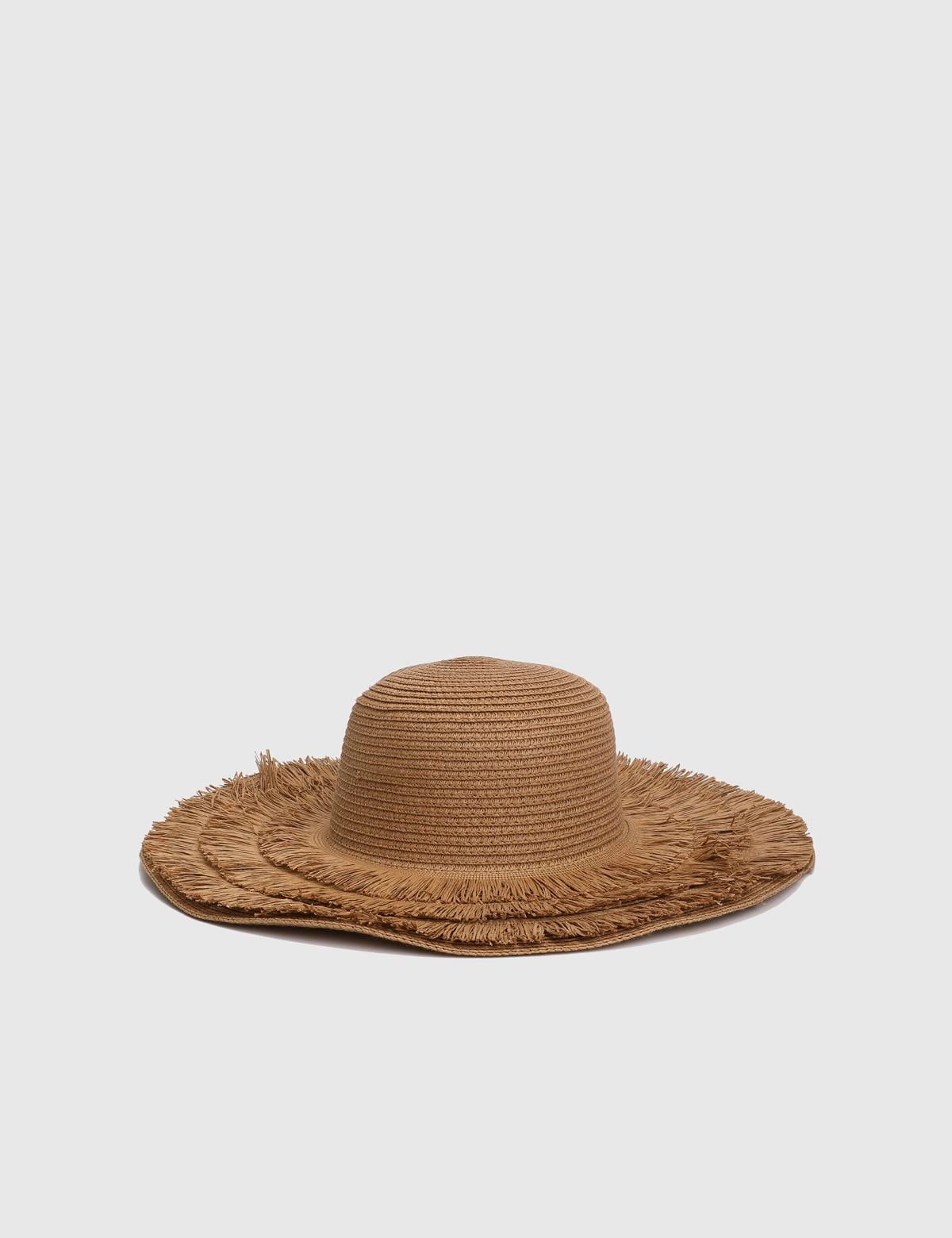 Hidone Beige Women's Straw Beach Hat