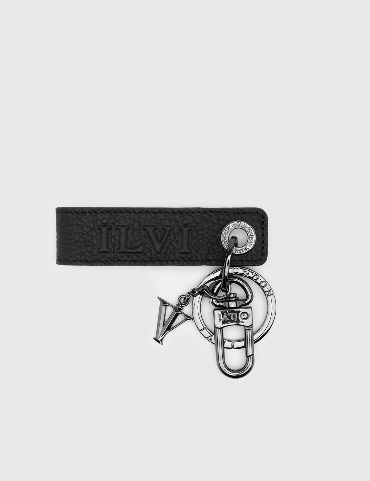 Hines Black Floater Leather Unisex Keychain