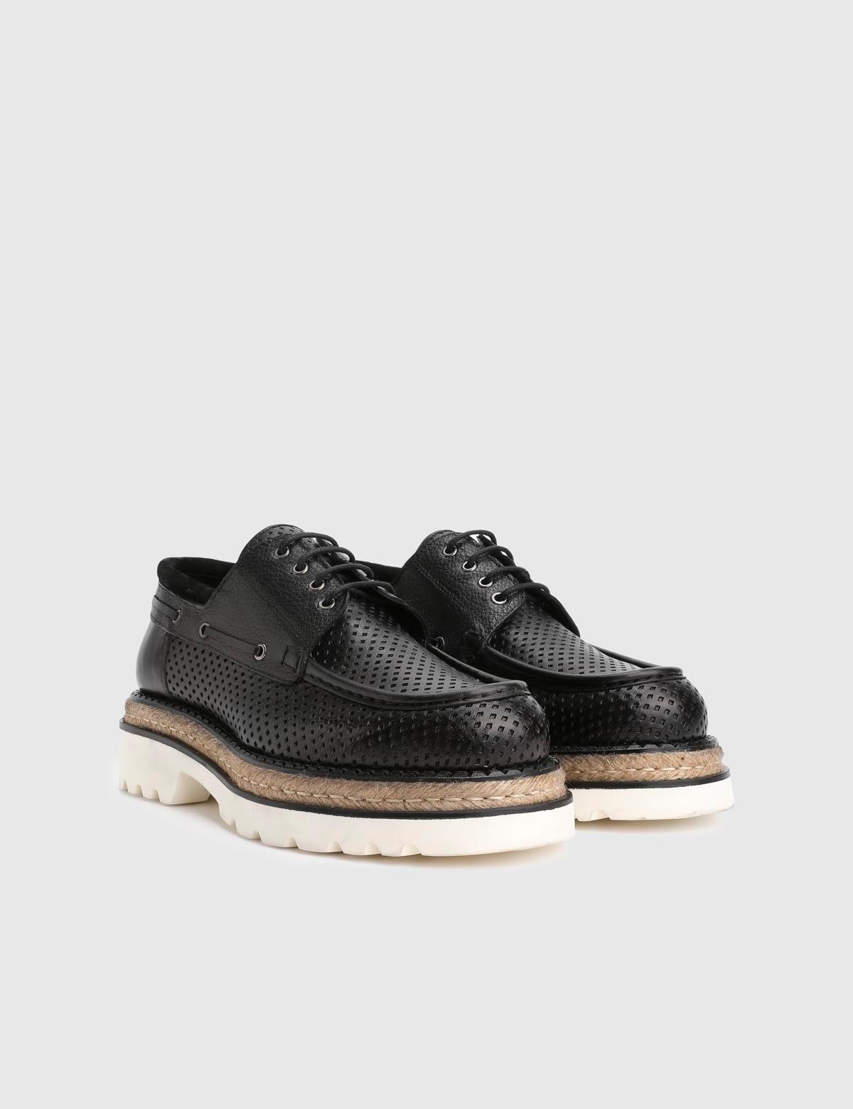 Hobart Black Leather Men's Oxford