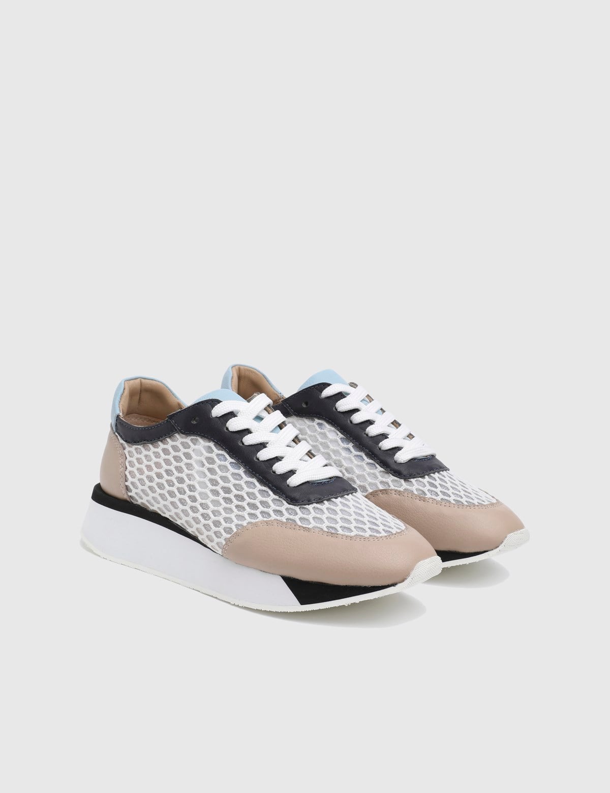 Ignite Beige Leather Mesh Women's Sneaker