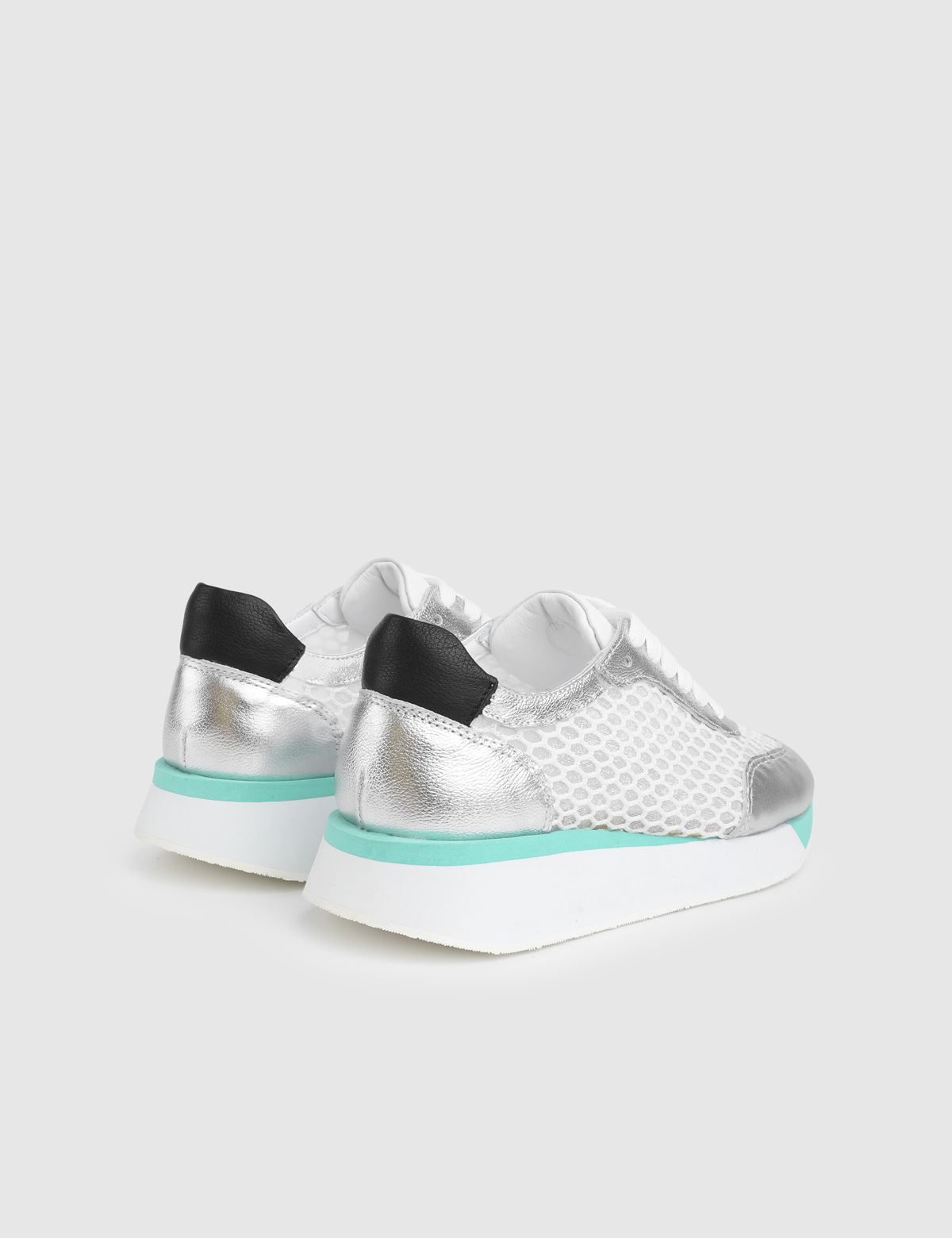 Ignite Silver Leather Mesh Women's Sneaker