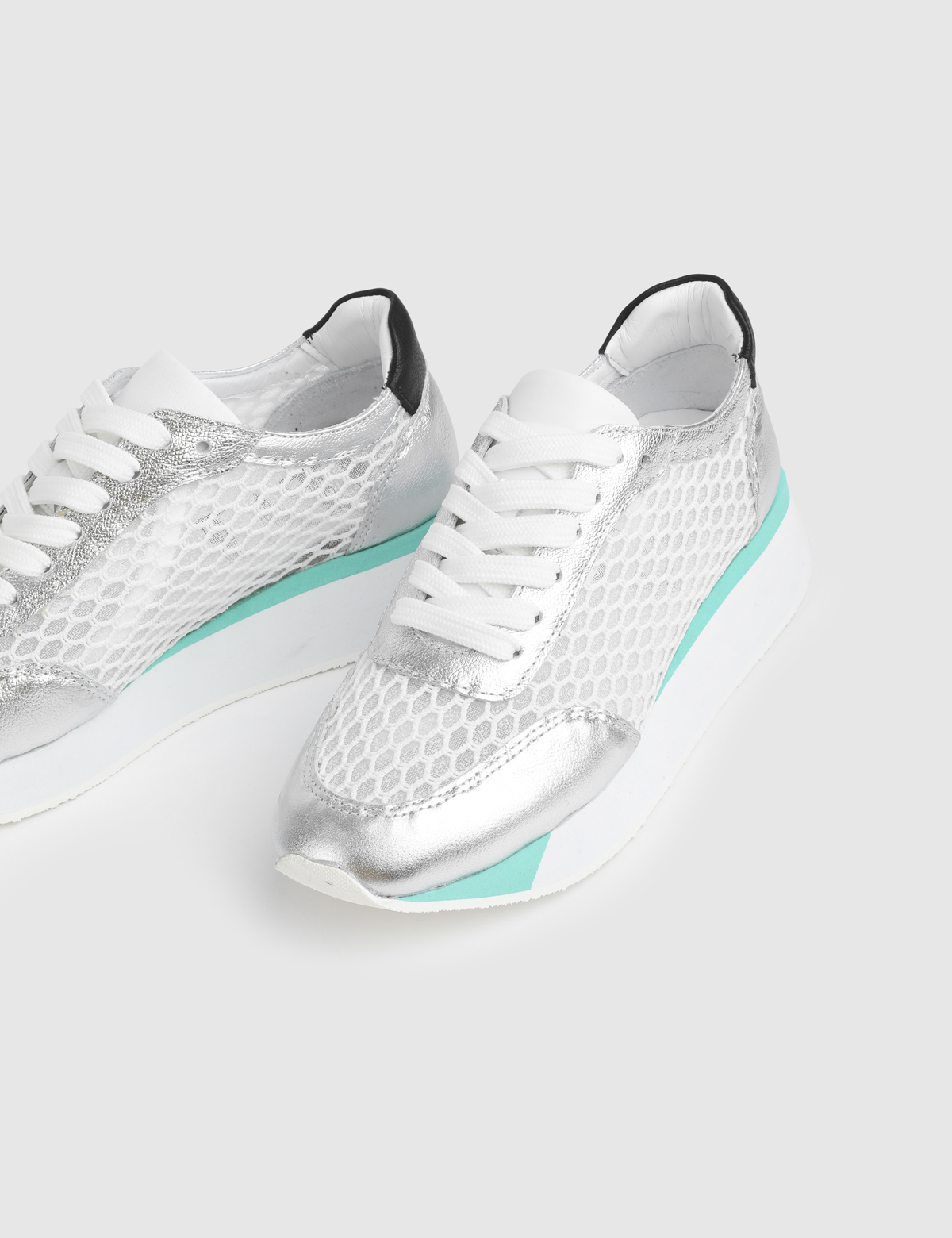 Ignite Silver Leather Mesh Women's Sneaker