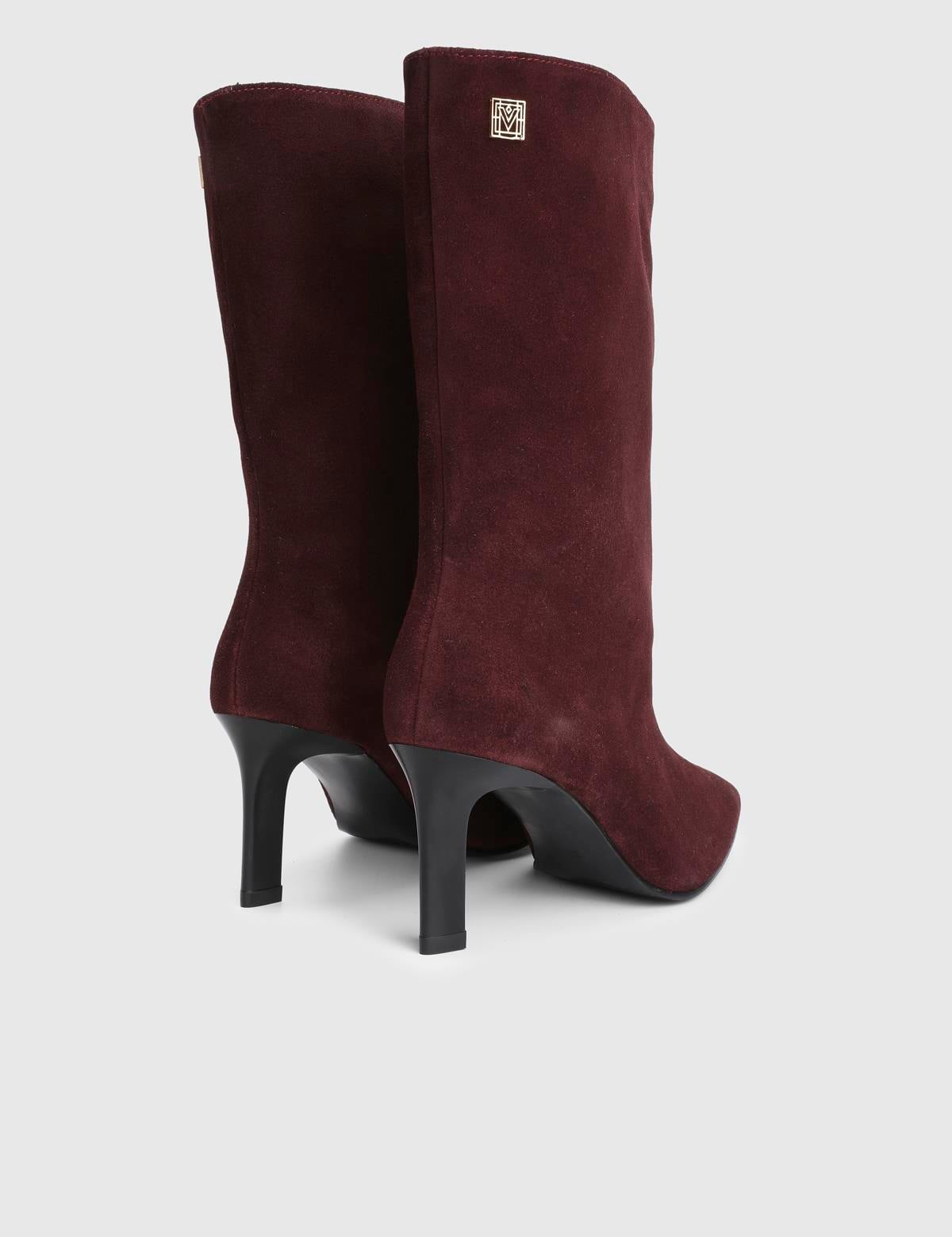 Jalen Burgundy Suede Leather Women's Heeled Boot