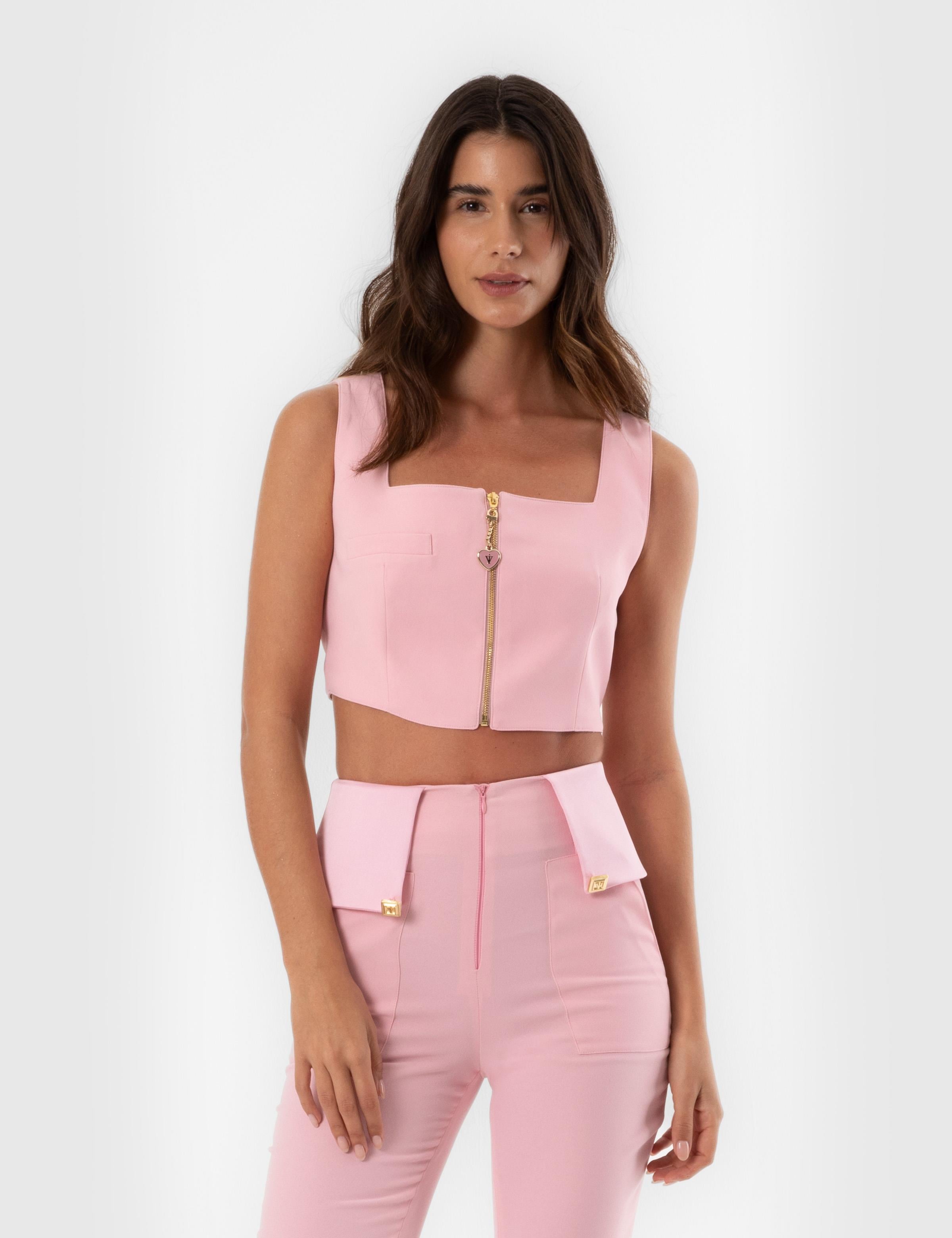 Jania Pink Women's Crop Blouse