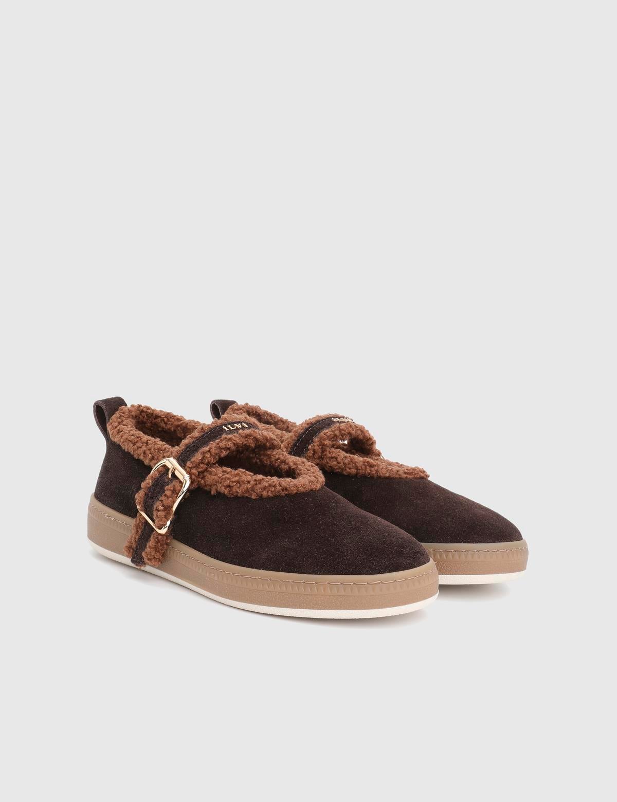 Janice Brown Suede Leather Women's Ballerina