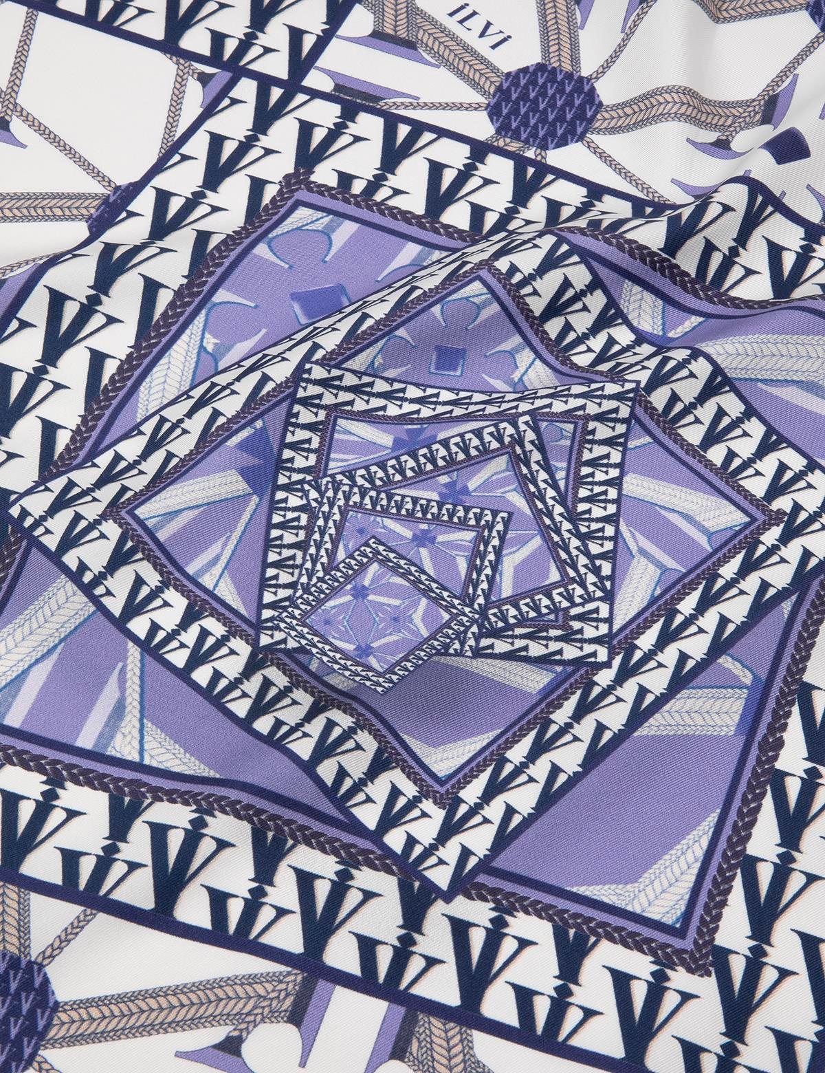 Joensuu White-Purple Silk Twill Women's Bandana