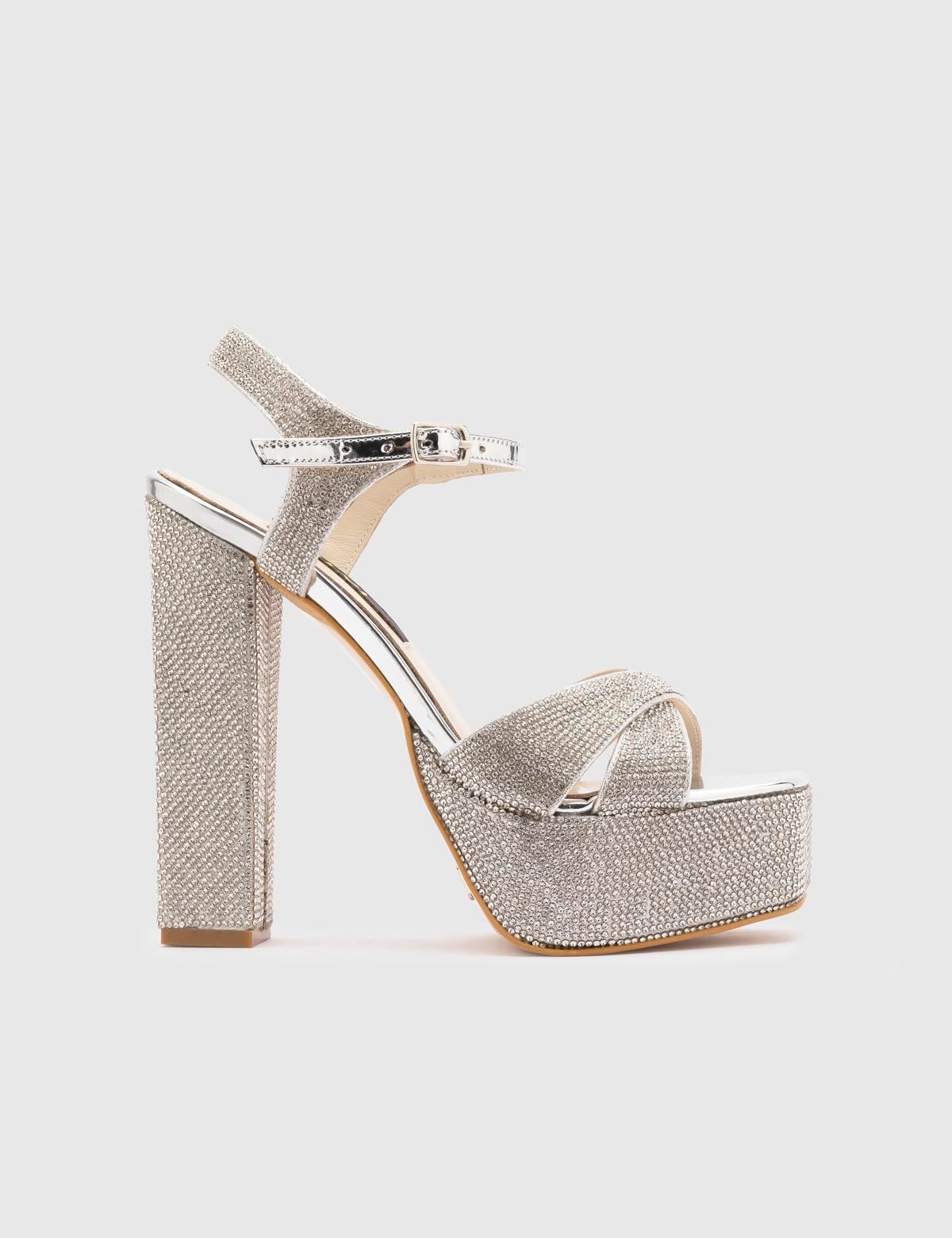 Jumana Silver Leather Women's Sandal with Stones