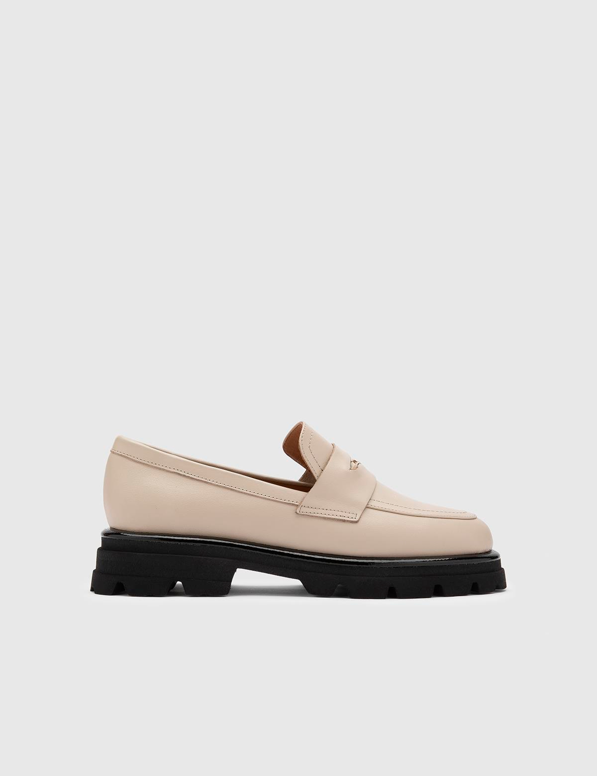 Junin Beige Leather Women's Loafer