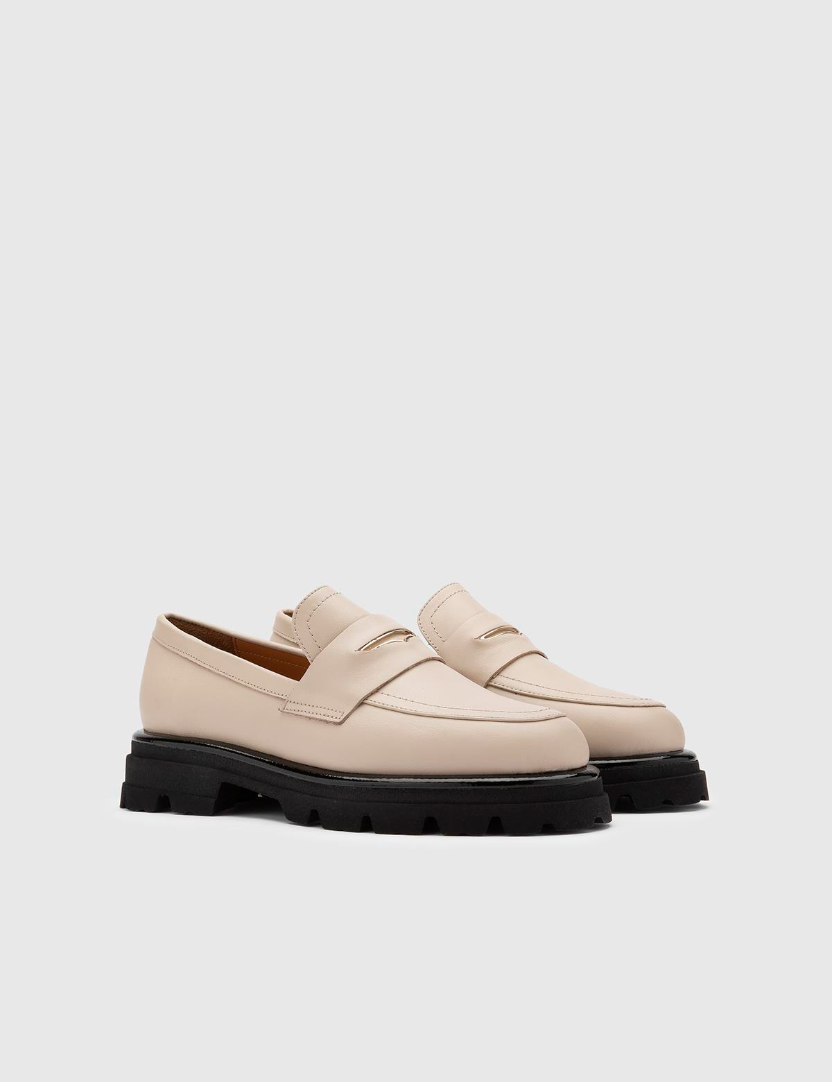 Junin Beige Leather Women's Loafer