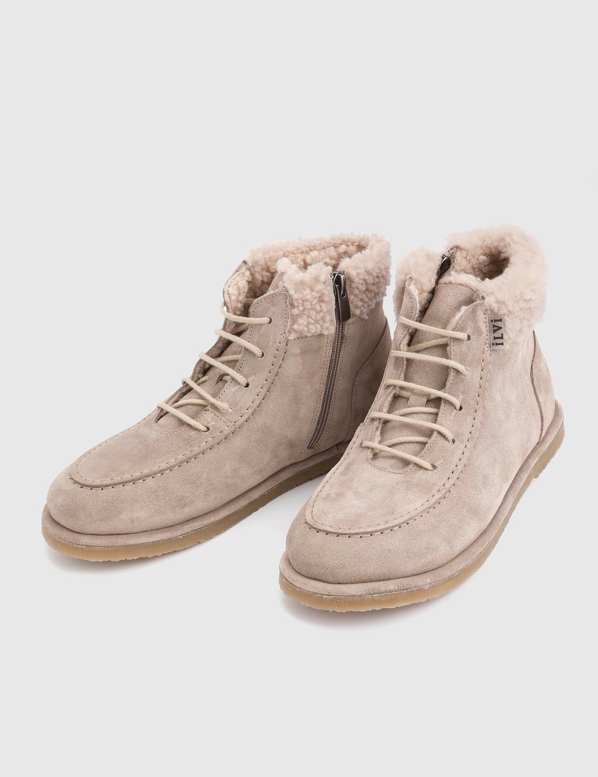 Juno Beige Suede Leather Women's Boot
