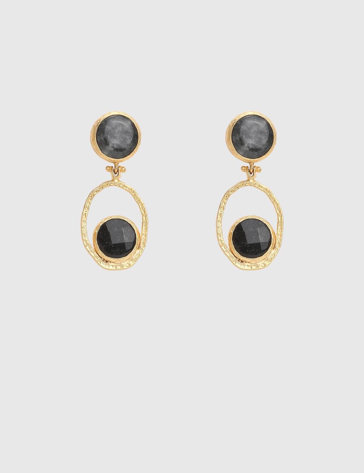 Kalin Gold Women's Earrings with Grey Stones