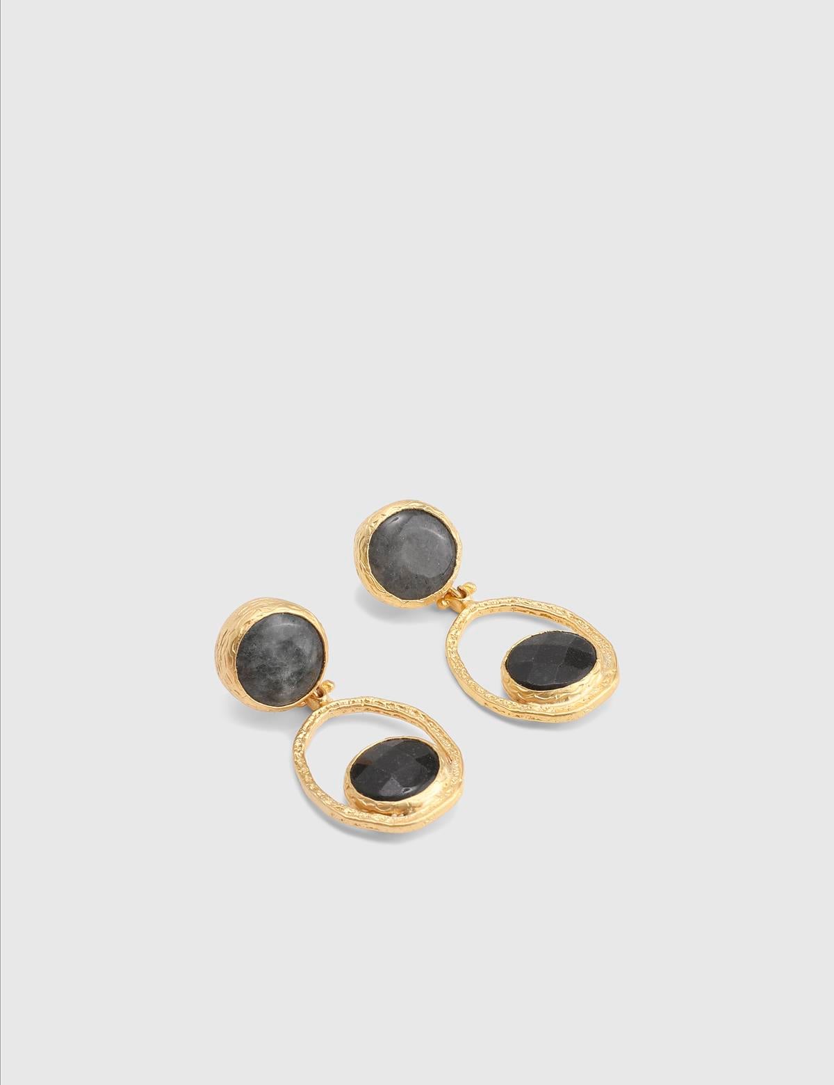 Kalin Gold Women's Earrings with Grey Stones
