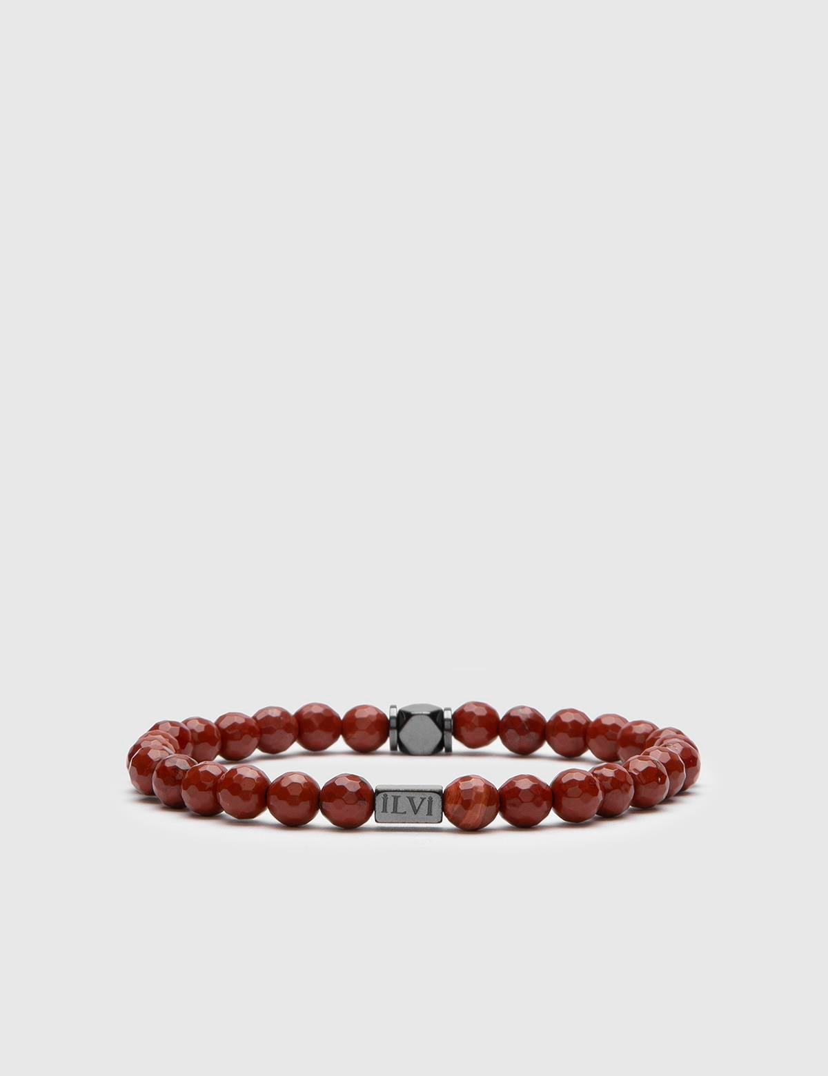 Kasane Brick Red Natural Stone Men's Bracelet