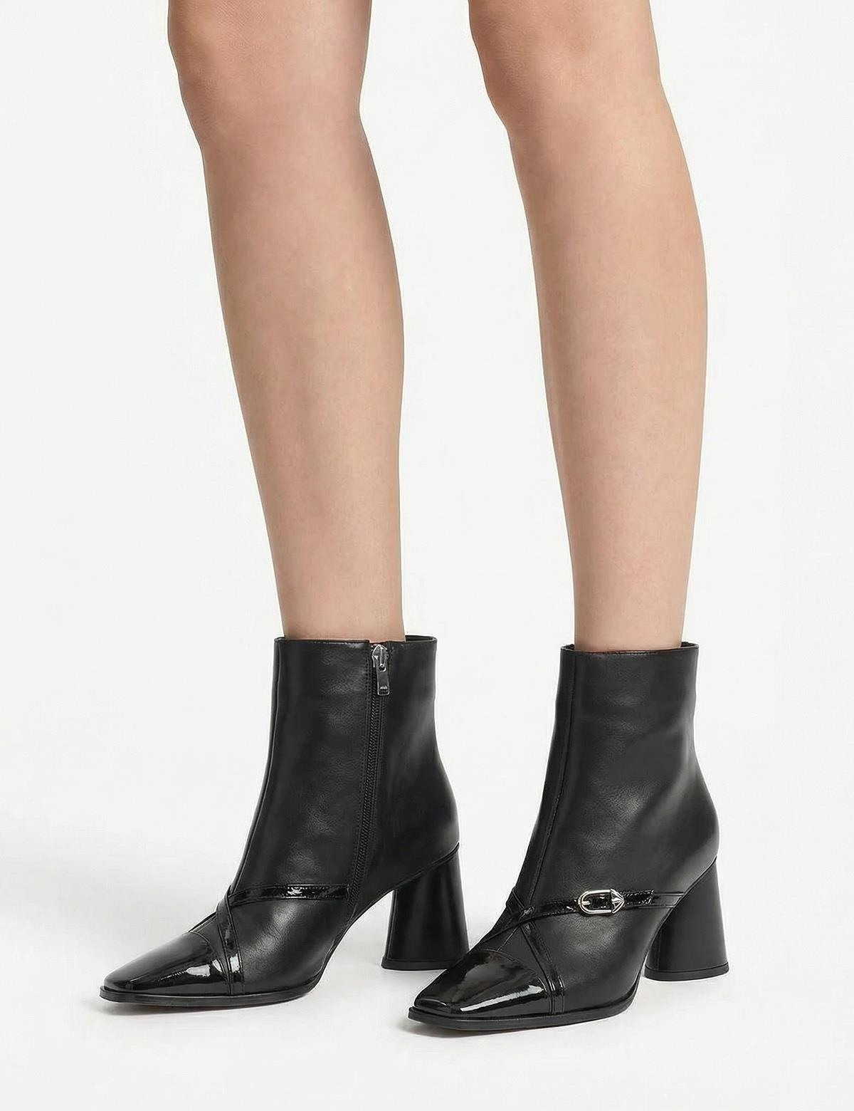 Ketina Black Patent Leather Women's Heeled Boot