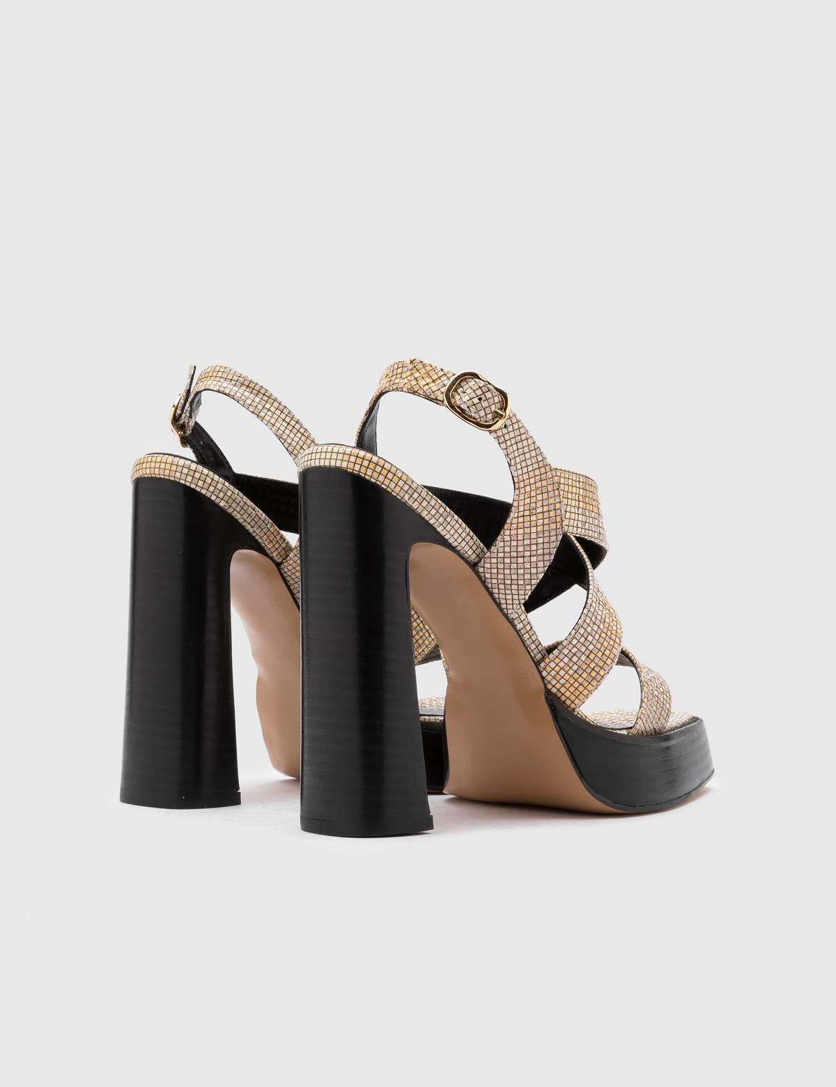 Kiah Yellow Leather-Fabric Women's Heeled Sandal