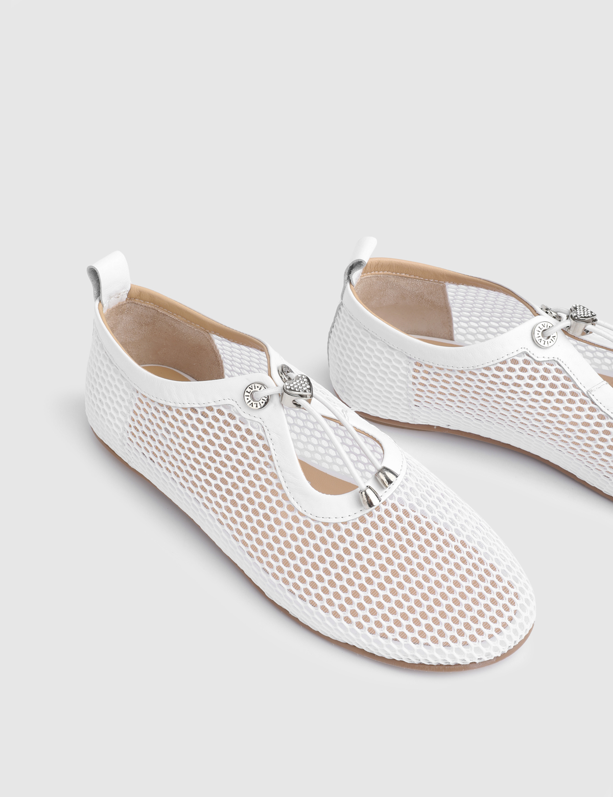 Kiona White Leather Mesh Women's Oxford
