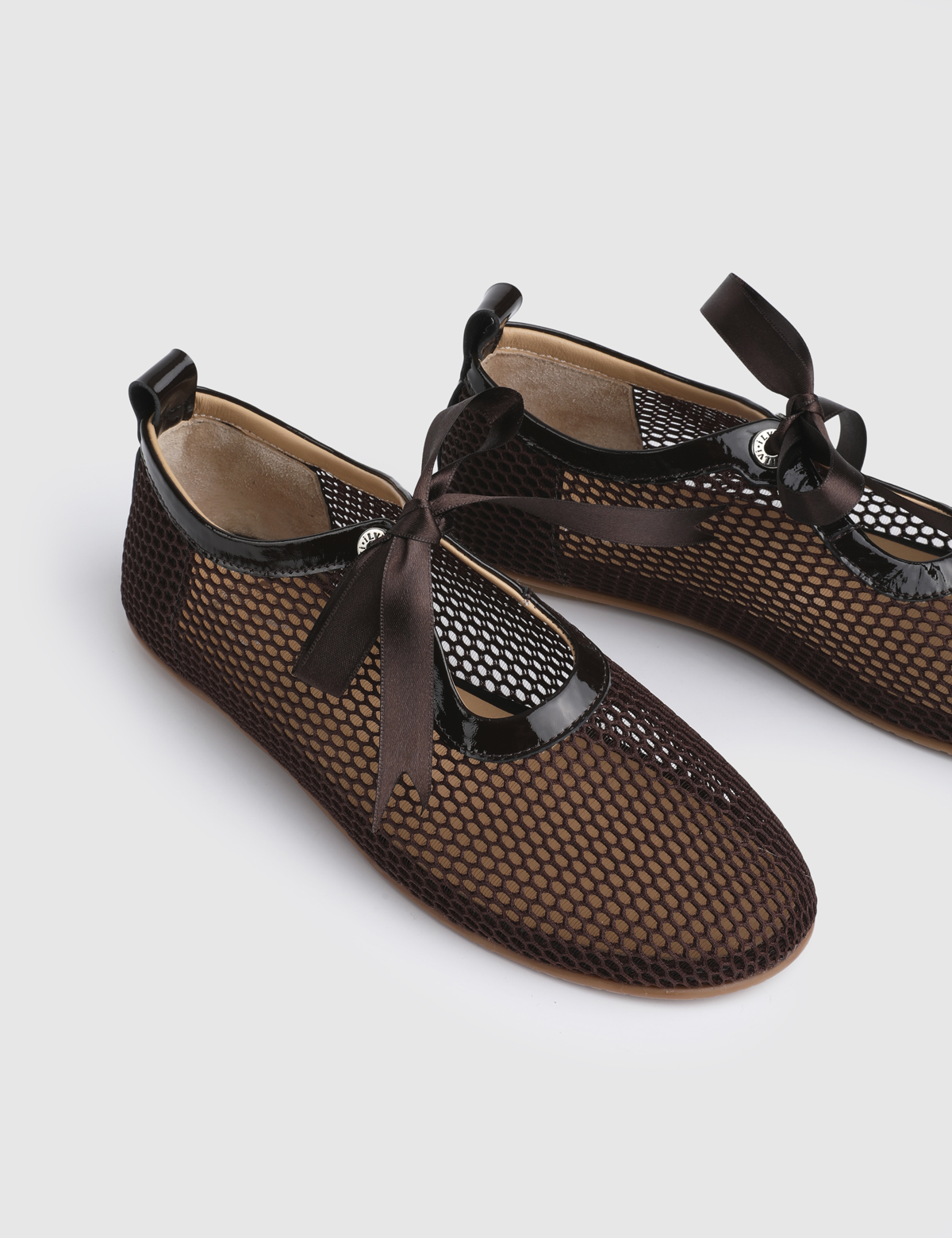 Kora Brown Patent Leather Mesh Women's Oxford