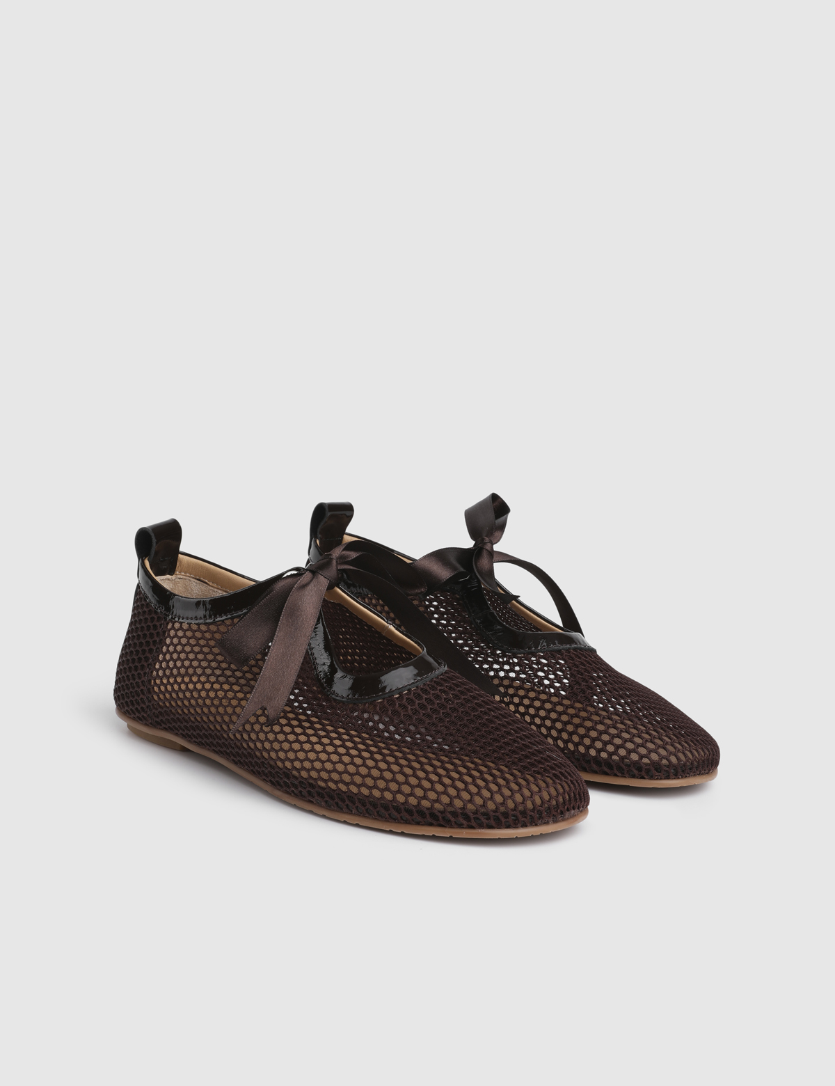 Kora Brown Patent Leather Mesh Women's Oxford