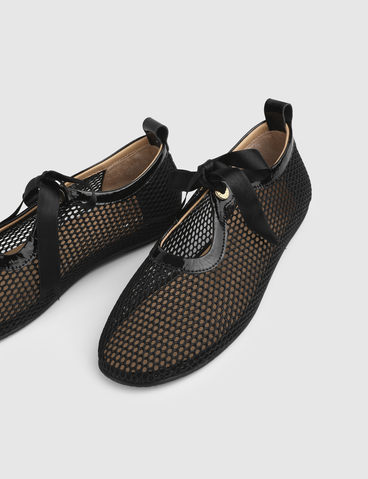 Kora Black Patent Leather Mesh Women's Oxford