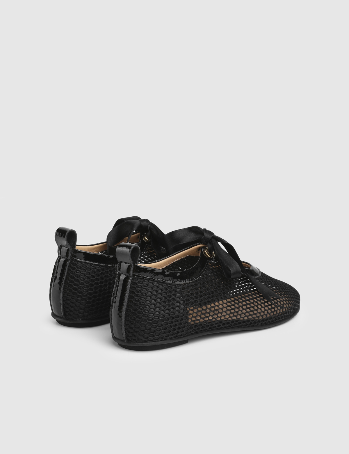 Kora Black Patent Leather Mesh Women's Oxford