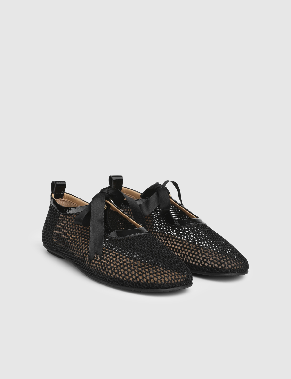 Kora Black Patent Leather Mesh Women's Oxford