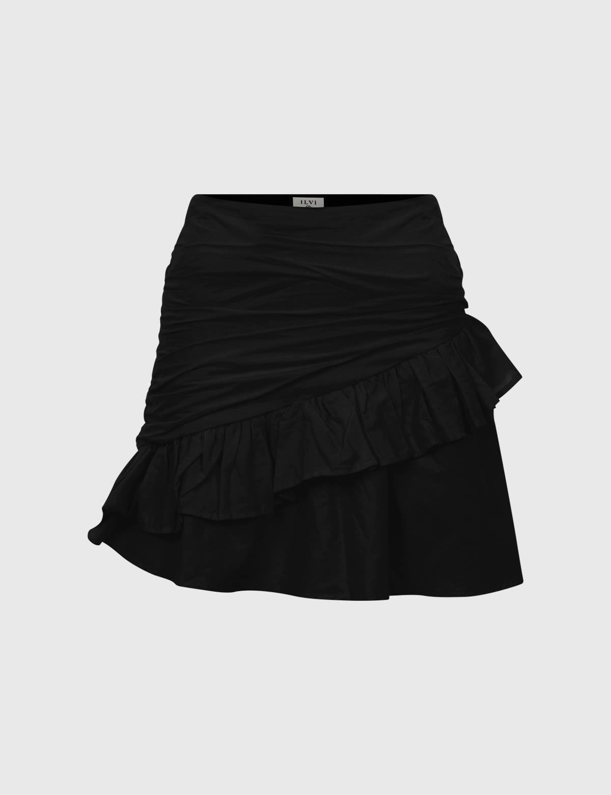 Lacie Black Women's Crop Blouse and Skirt Set