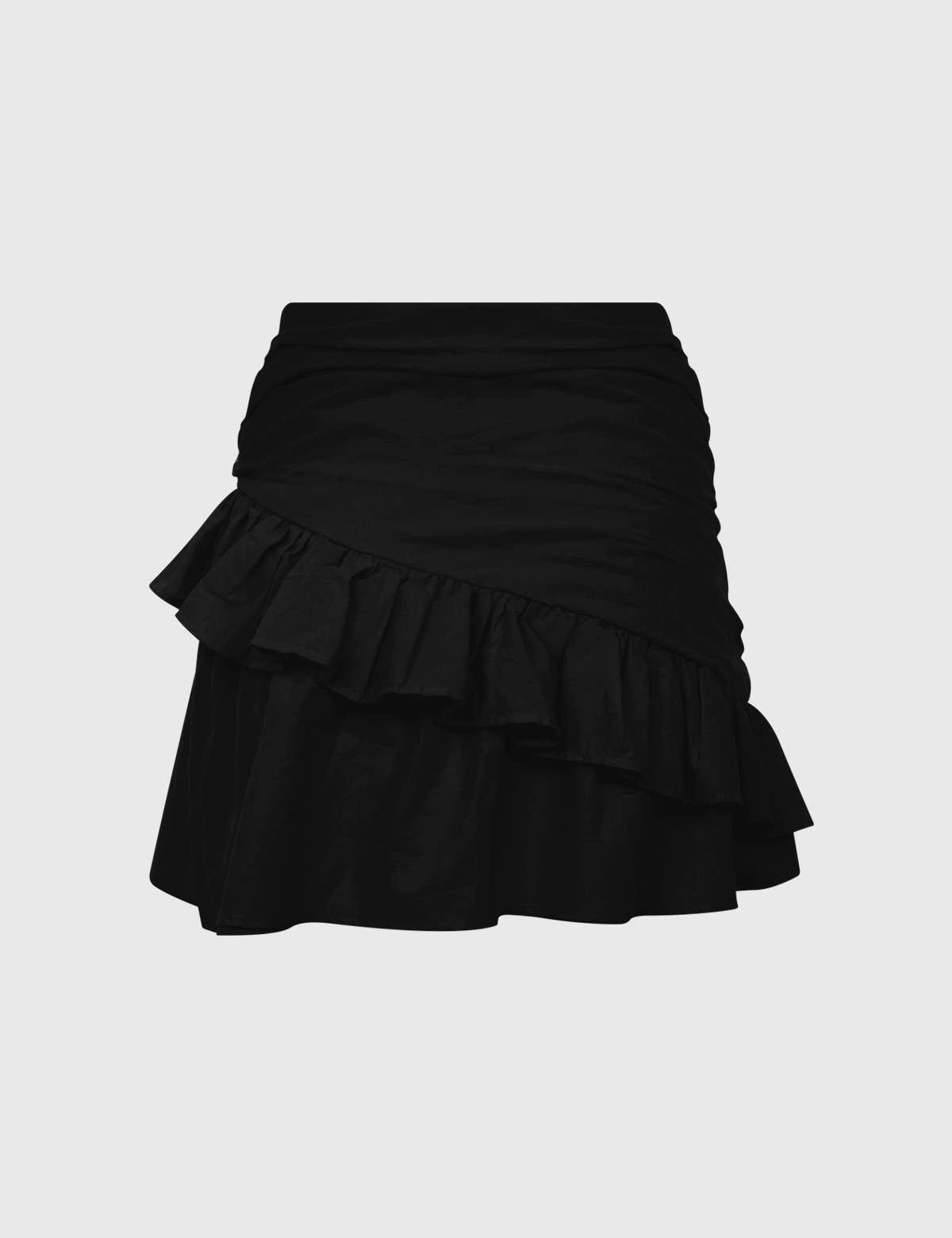 Lacie Black Women's Crop Blouse and Skirt Set